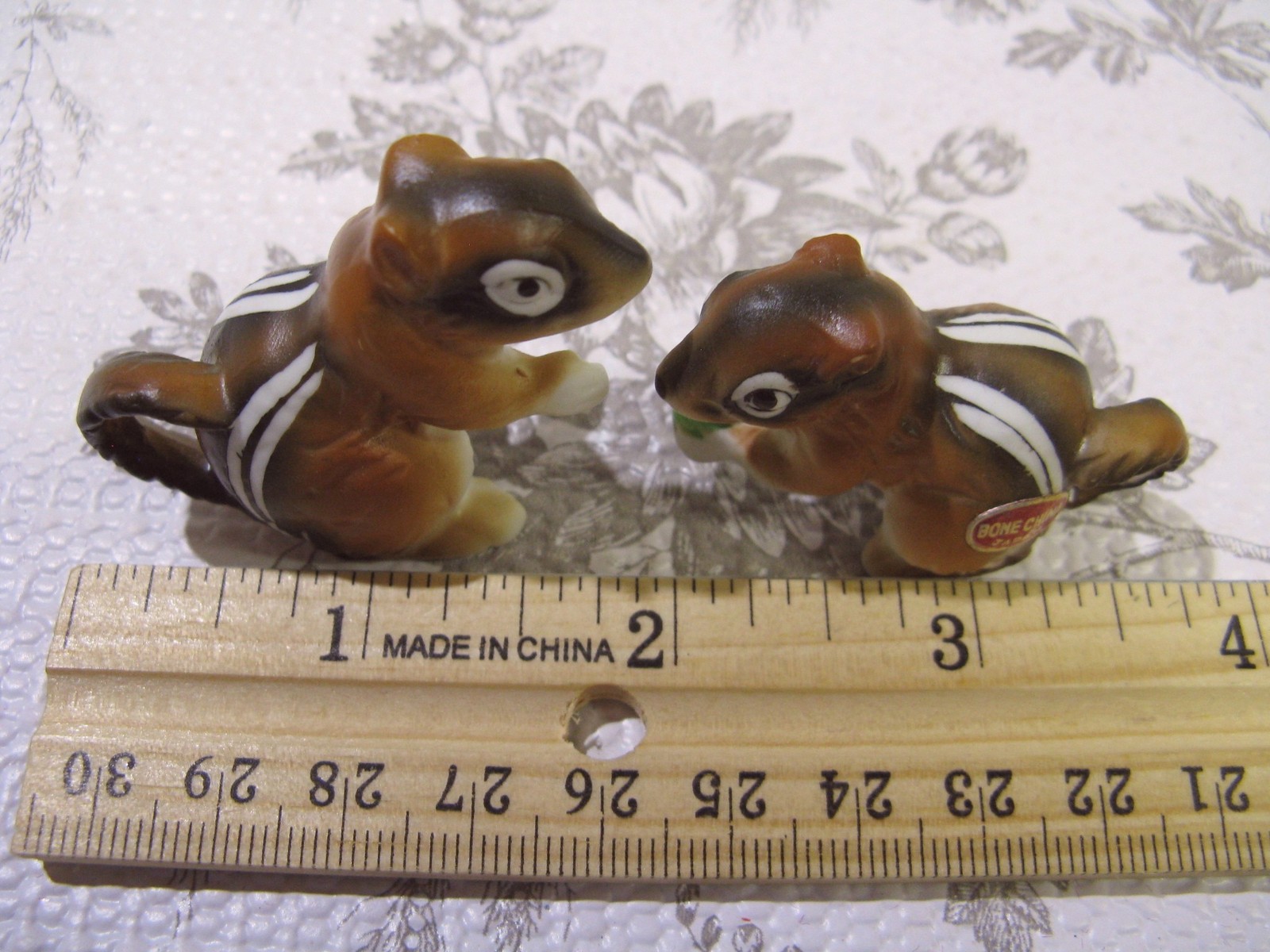 Vintage Bone China Chipmunk 2 Miniature Figurines Made In Japan Fairy Garden