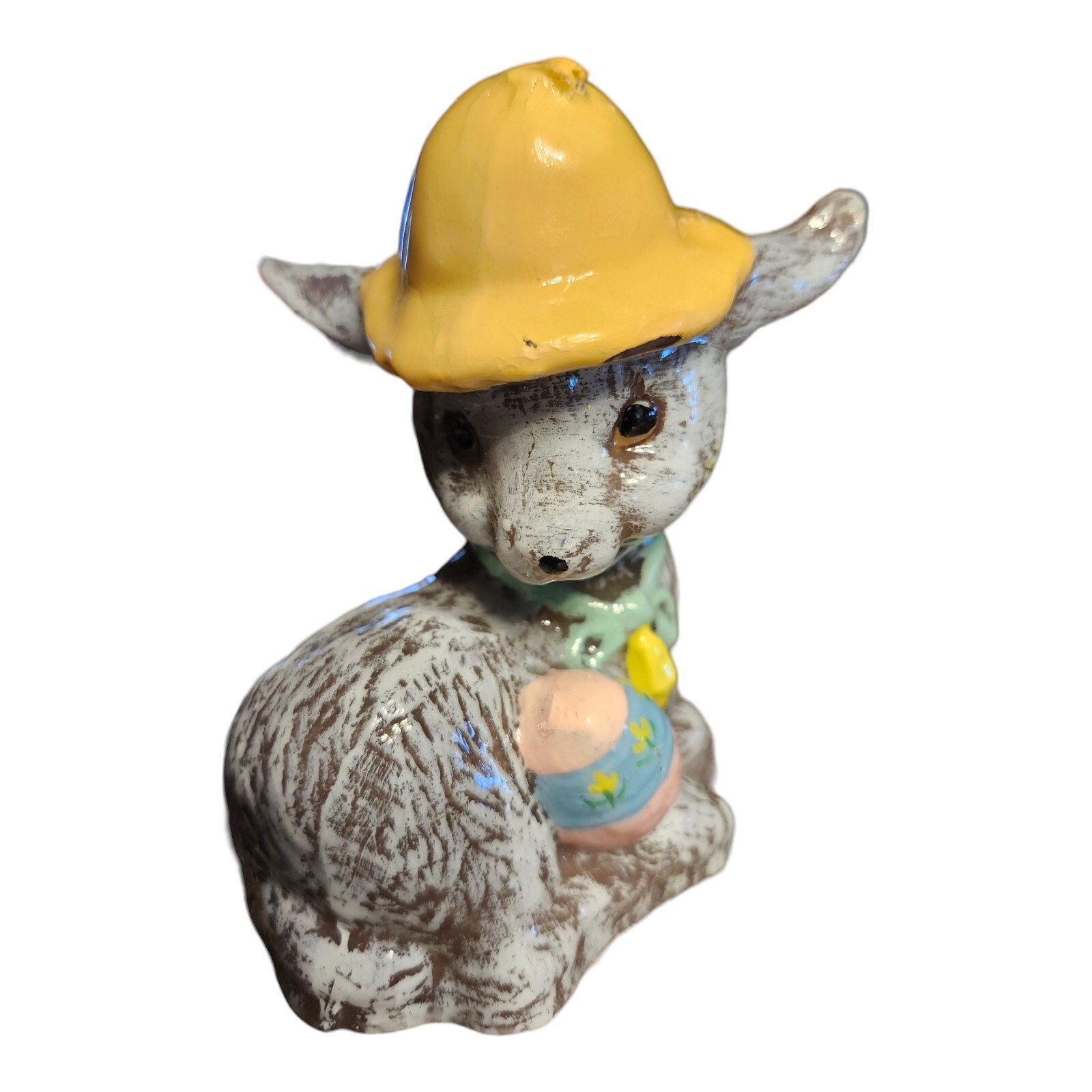Easter Donkey Candle Handpainted4.5″Figurine Holding Striped Egg Holiday Decor