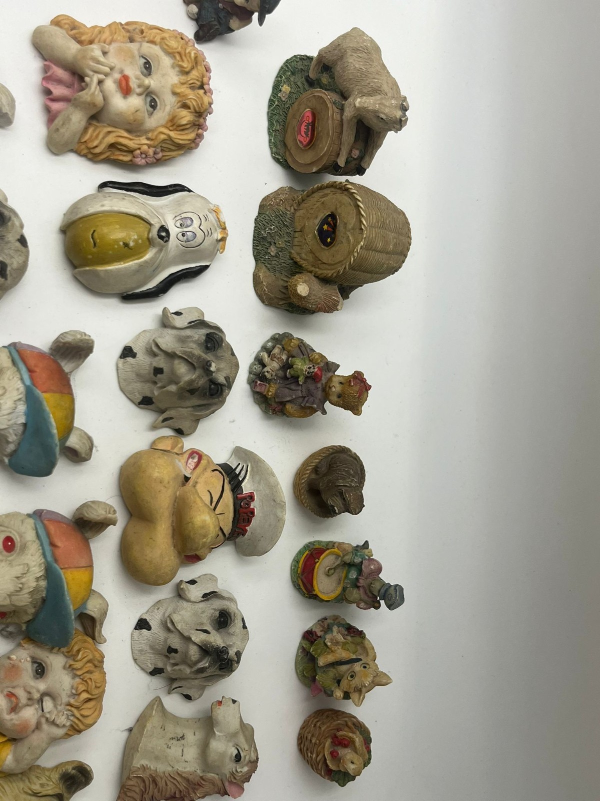 Vintage Set of 34 Miniature Figurines Animals Kids Rabbits Resin Ceramic Collect