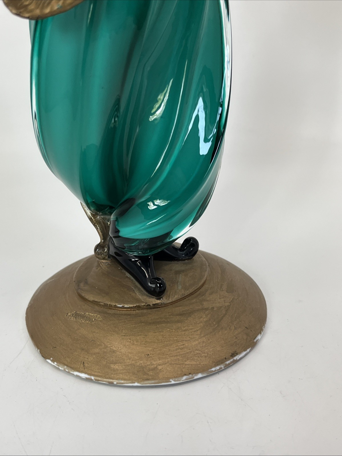 Vintage Murano Glass 14” Figure Black Moroccan Man Turban Fruit Bowl Turquoise