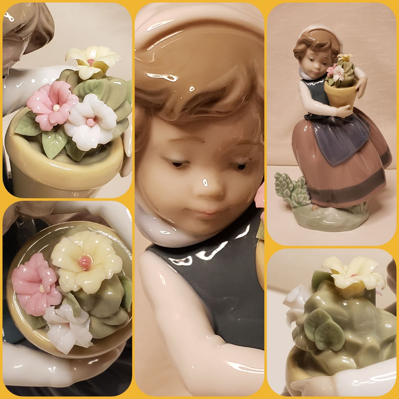 Lladro Figurines. Girls with Flowers. 3 in all. Ref.#’s 5221,5222,5223. 3-Boxes
