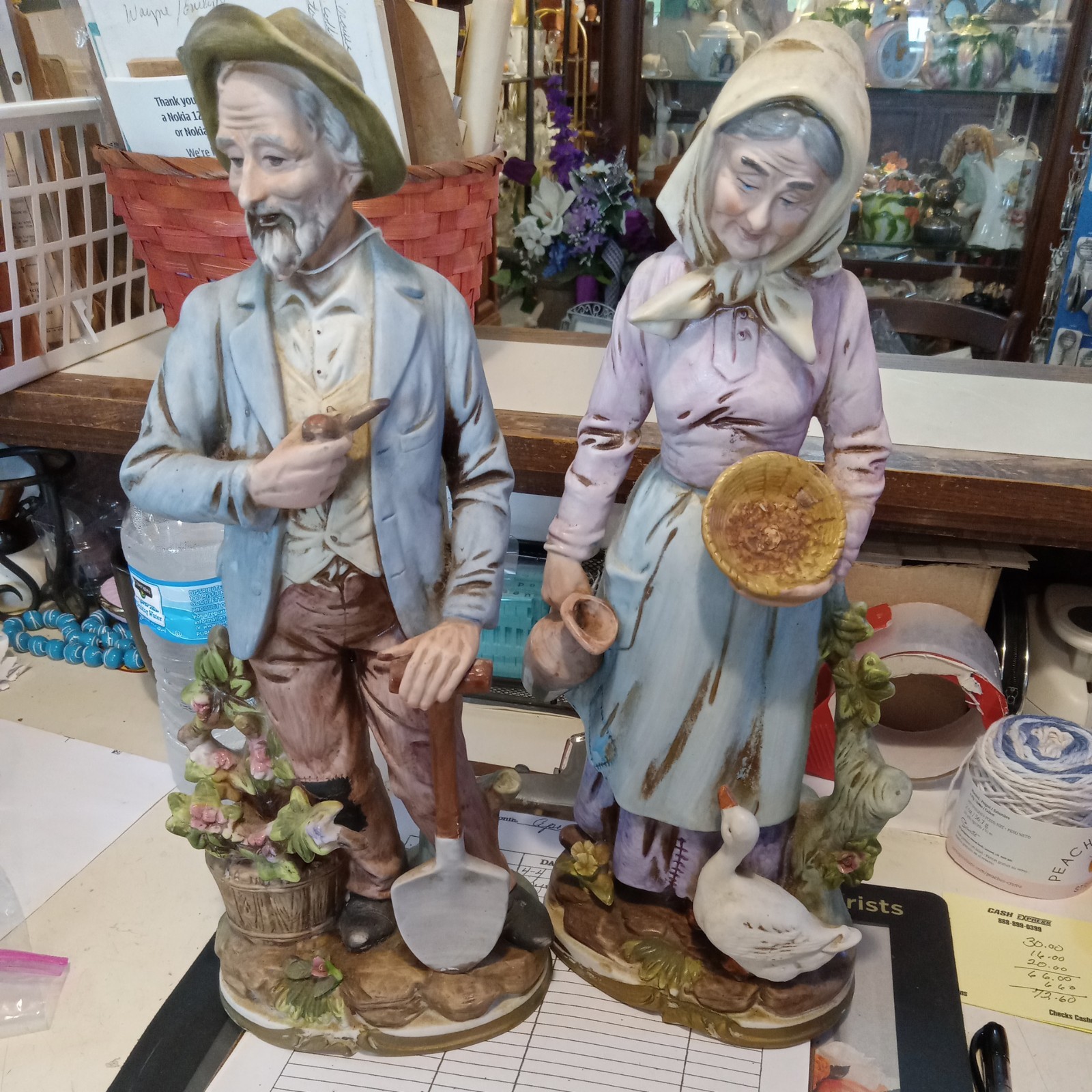 Vintage Farmers HOMCO #8816 Old Man and Old Woman – 13” Figurines – Beautiful!!