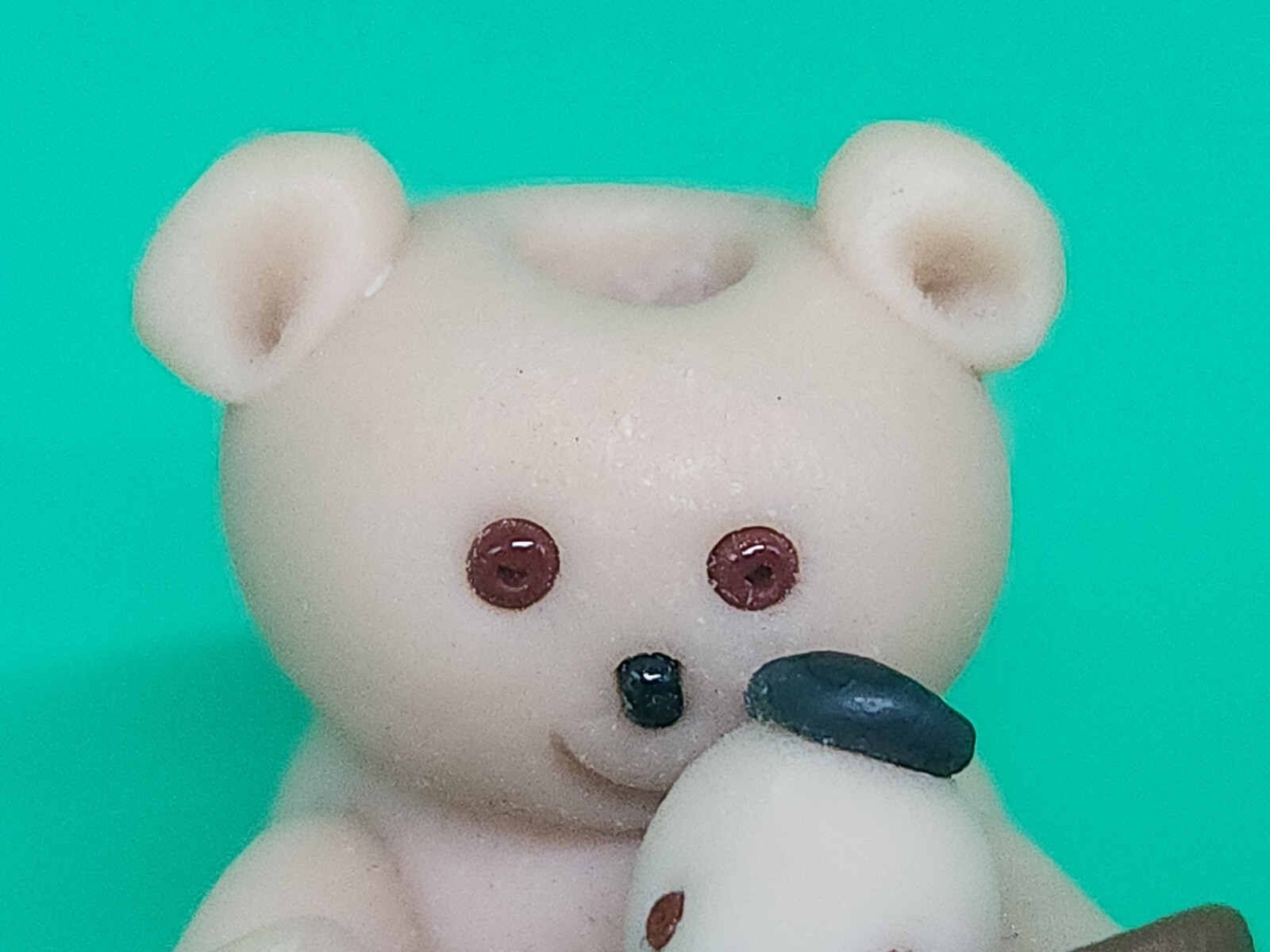 Vintage 1981 Polymer Clay Miniature Bear Puppy Dog Toy Figure Mini Candle Holder