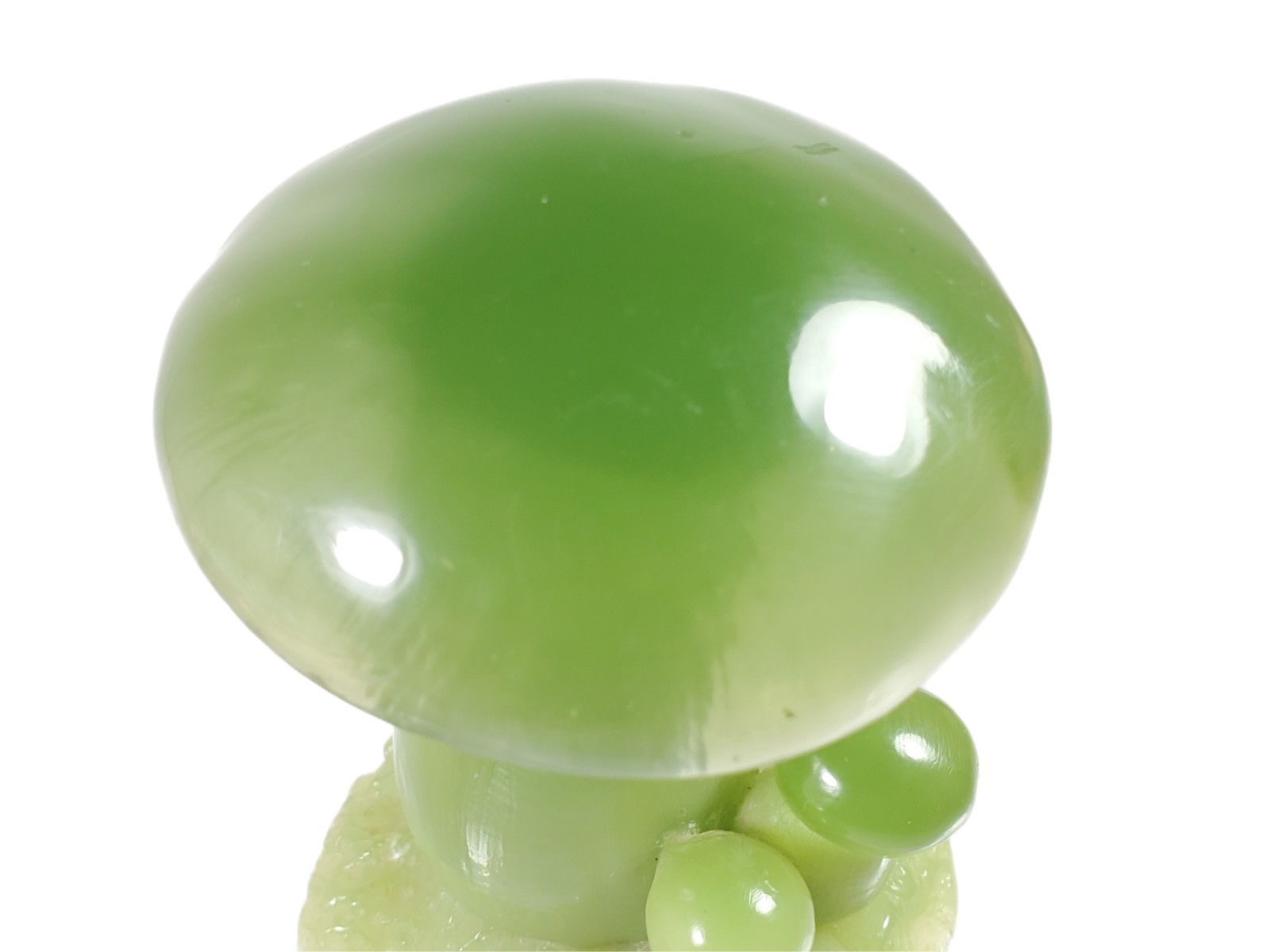 70s MCM Wony Ltd Italy Faux Jade Mushroom Handcarved Resin Figurine Home Decor