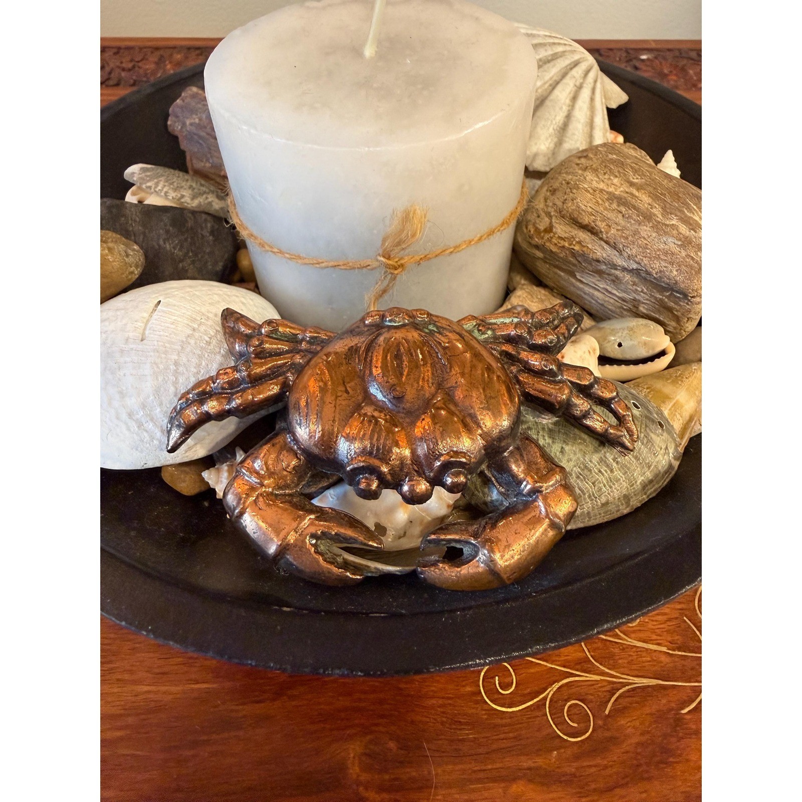 Vintage Metal Crab Figurine Coastal Beach Decor