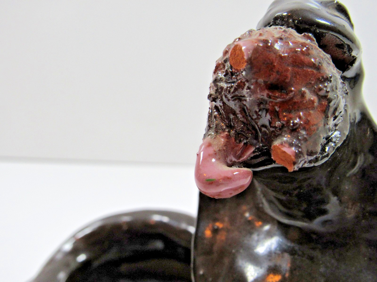 Vintage Folk Art Unique Pottery COILED SNAKE Cobra