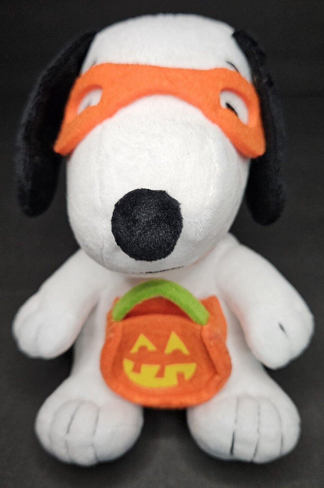 Hallmark Peanuts Snoopy Plush Halloween Trick Treat Orange Pumpkin Mask Stuffed