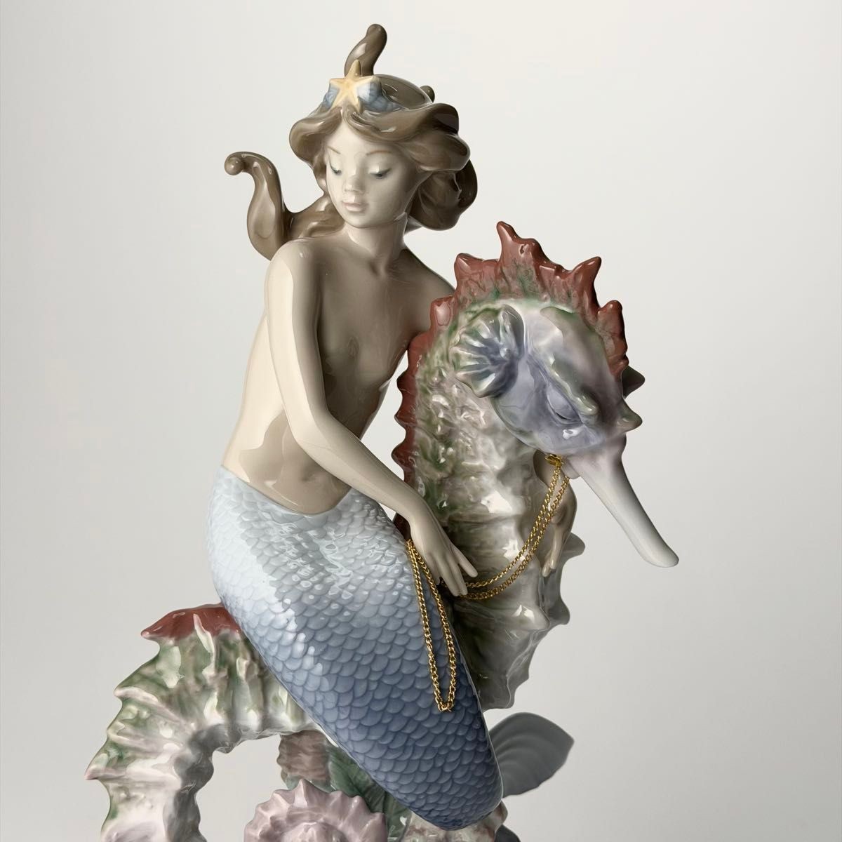 Lladro 1413 Illusion Mermaid with Seahorse Figurine Retired Large, Made in Spain