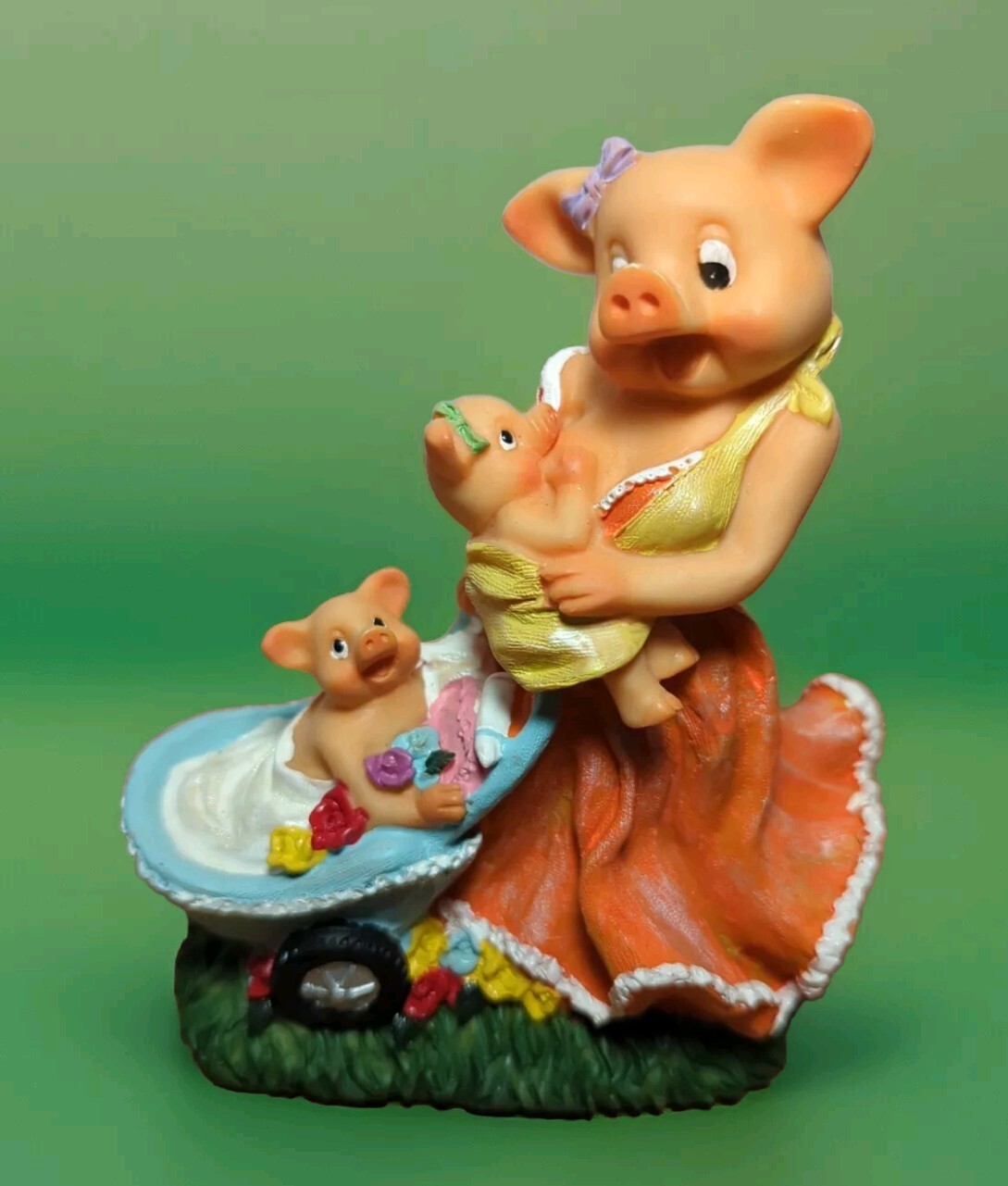 Nursing Mama Pig In Dress Piglets Resin Figurine Adult Humor Themed Funny 6″