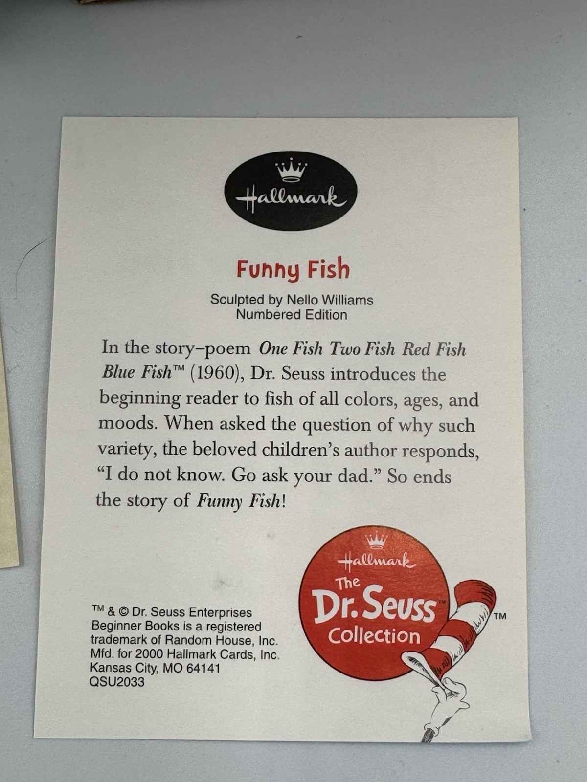 Hallmark Dr. Seuss Collection Funny Fish Porcelain Figurine Boxed LE 2000