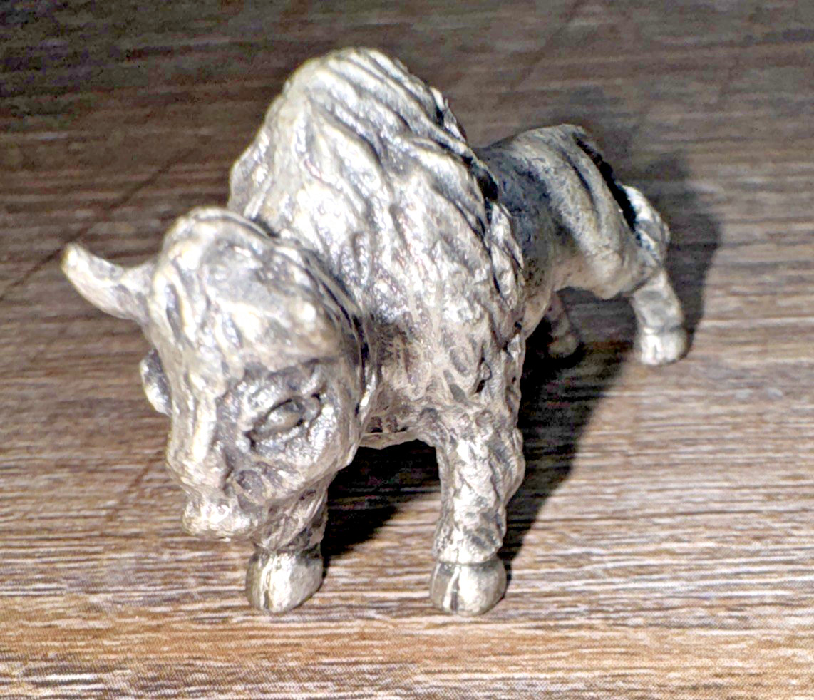 Miniature Gold Tone Metal Bull Figure 1.75″ L x 1.5″ H x .5″ W