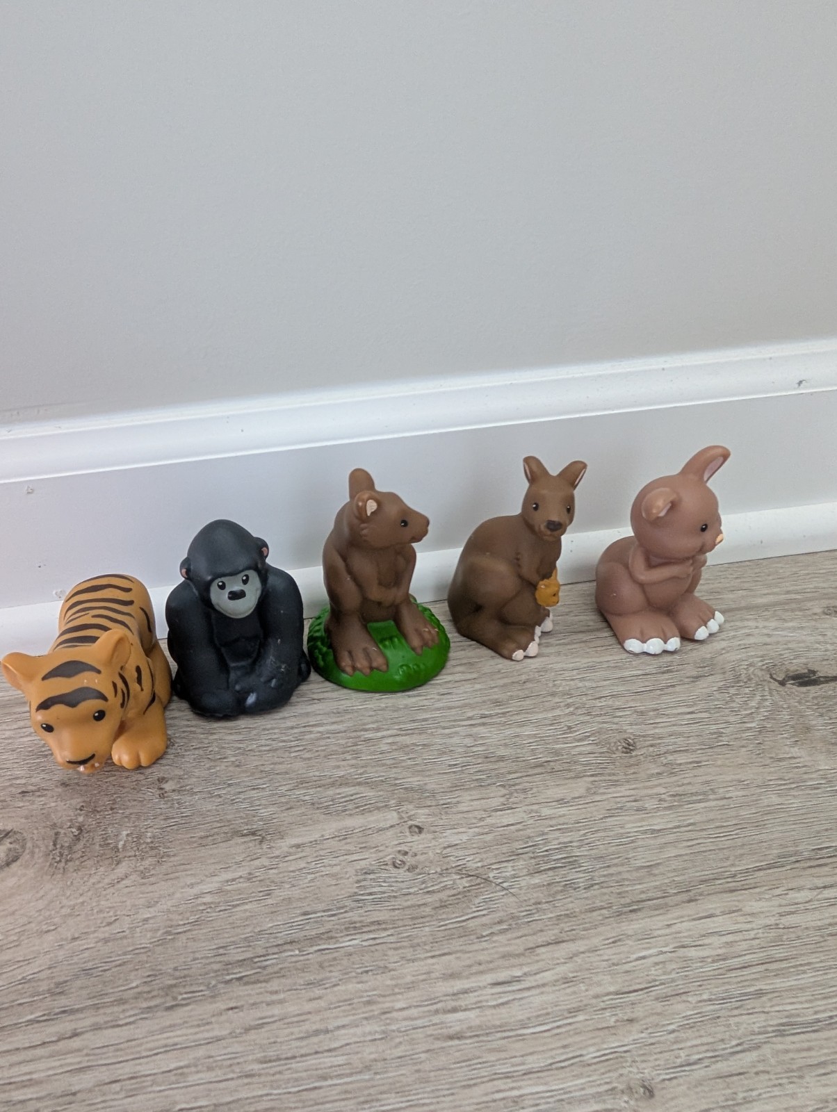 Set of 5 little people Animal Figurines Tiger Gorilla Kangaroo Rabbit