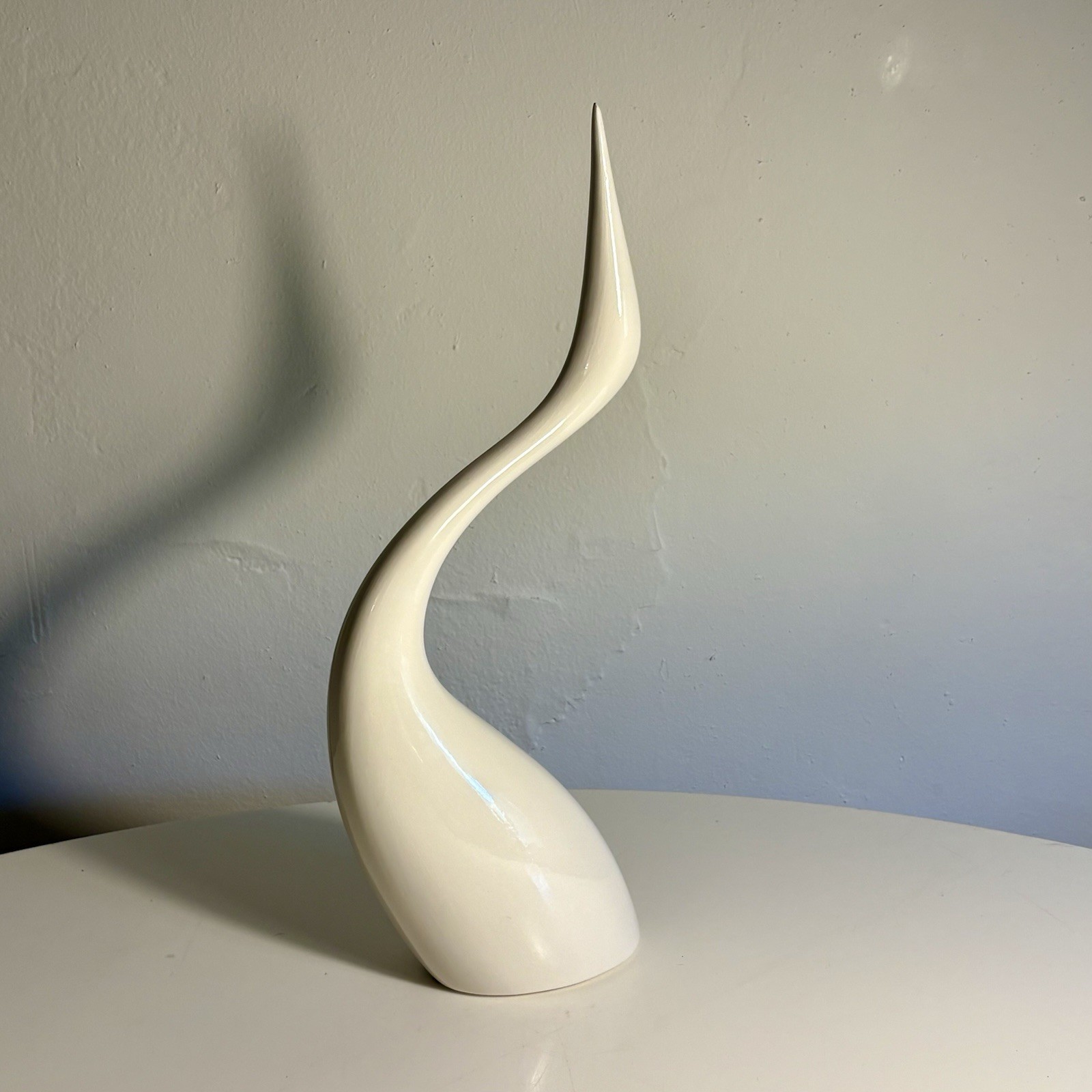 Vintage MCM Ceramic Crane Table Sculpture 14” Minimalist Design