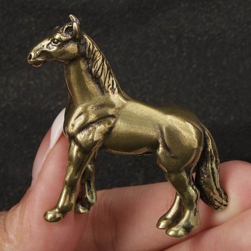 Brass Horse Statue Pony Statue Ornament Animal Statue Toys Desktop Decoration
