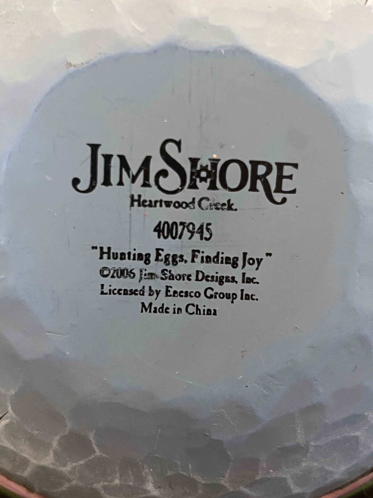 Jim Shore HUNTING EGGS FINDING JOY Easter Basket With 5 Eggs 2006