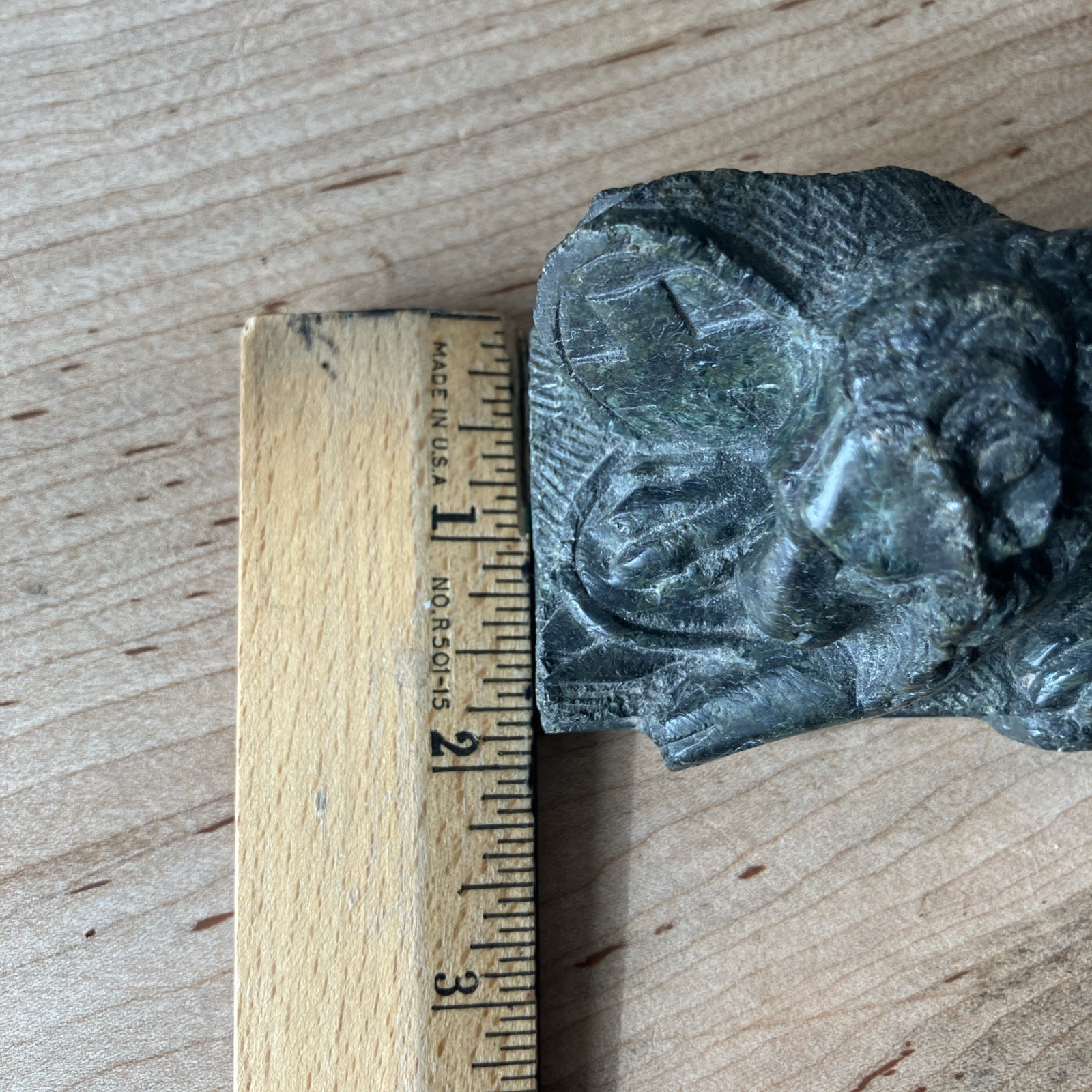 Carved Switzerland Lion of Lucerne, Green Stone (possibly serpentine or marble)