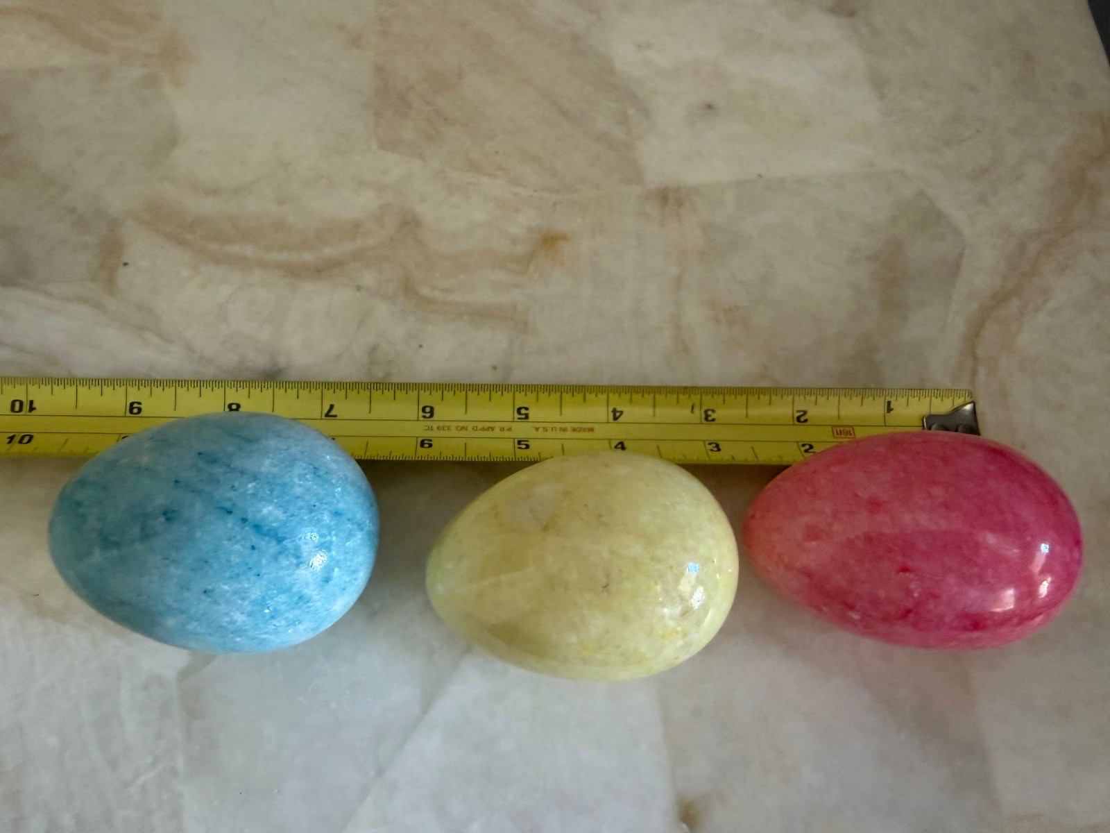 Vintage Italian Alabaster Marble Eggs – Set of 6 Colorful Stone Eggs – 3″