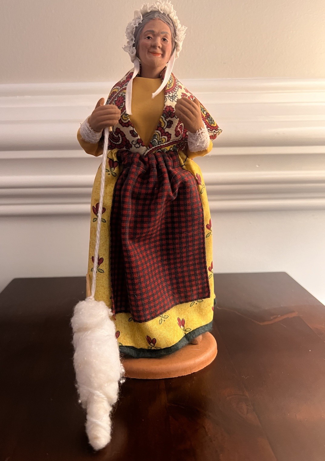 Vintage Santon de Provence Claude Carbonel Woman with Spool of Yarn Figurine