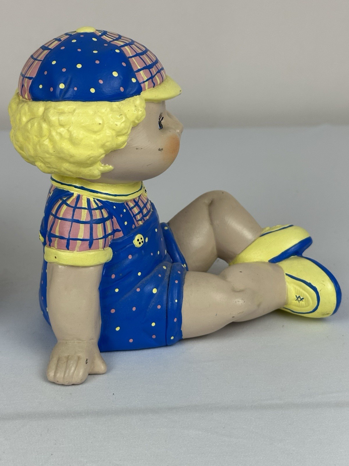 Vintage 1986 Cabbage Patch Style Scioto Mold Ceramic Boy Girl Figurines Signed