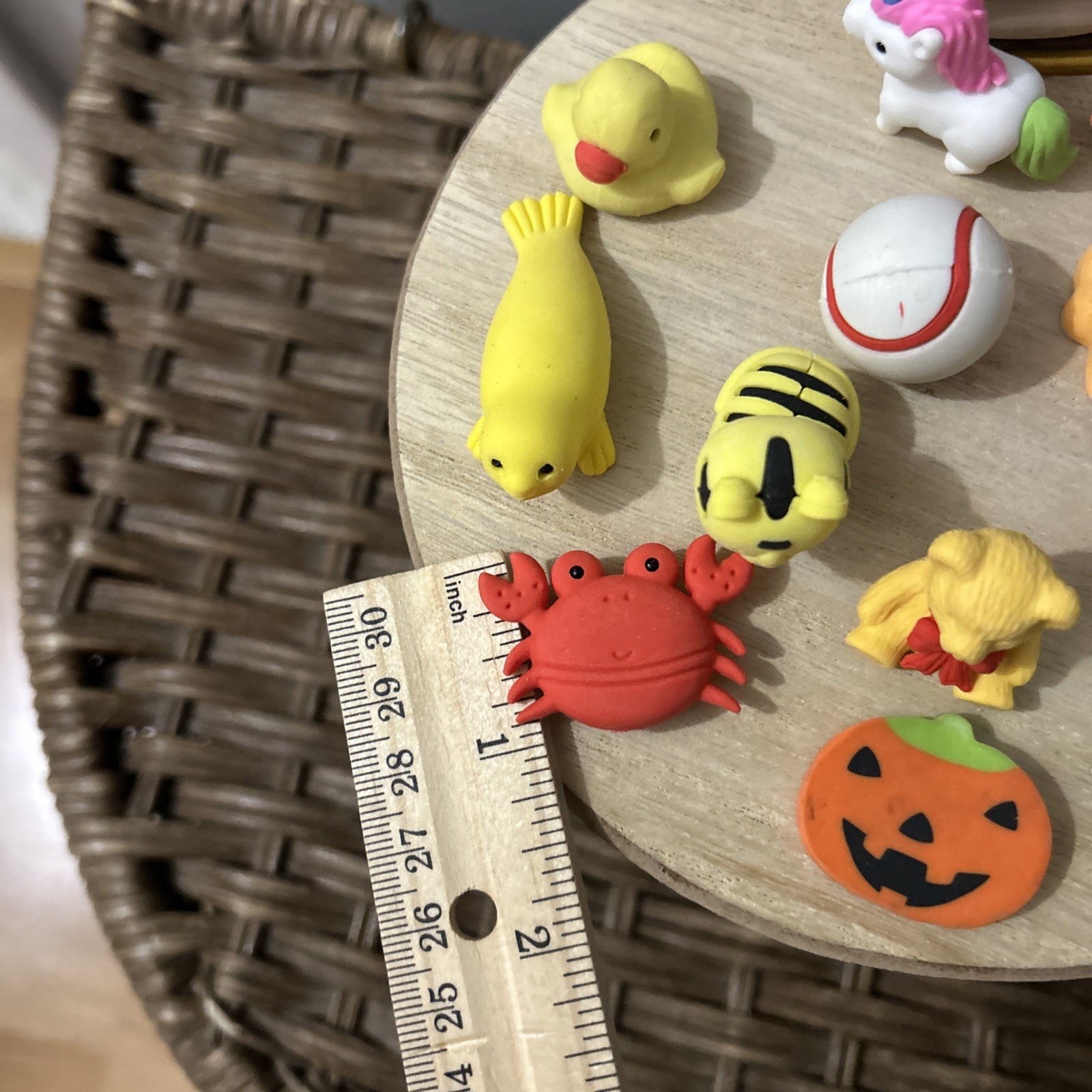 Trinket Shelf Rubber Figures 14 Qty Animals + Food Theme