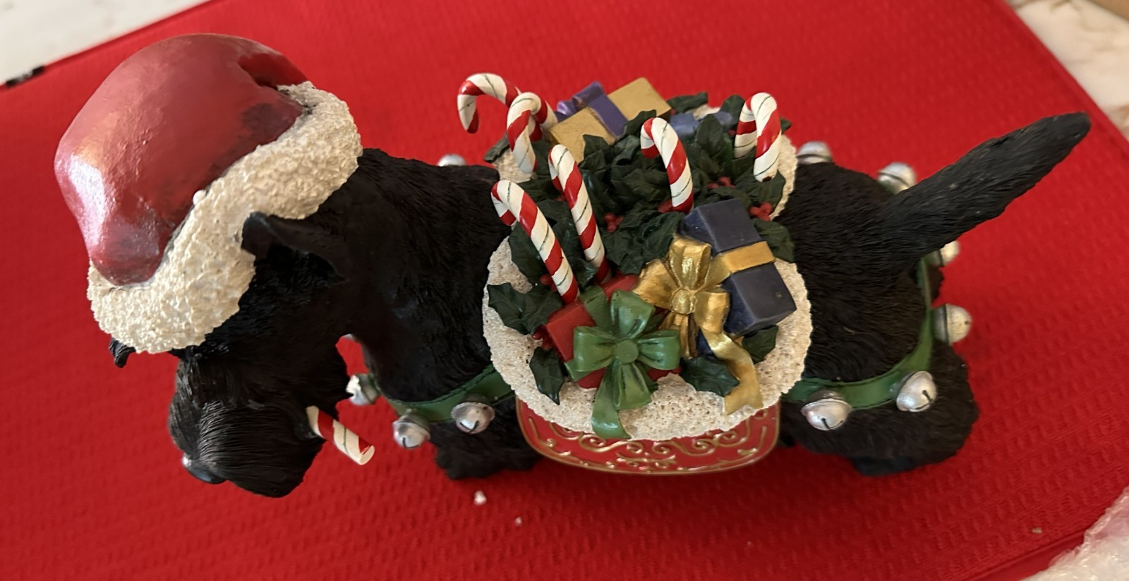 Vtg Scottish Terrier Danbury Mint Candy Cane Presents Christmas Sculpture NIB