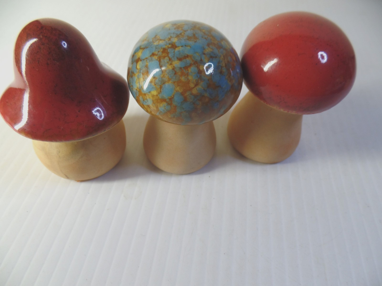 Lot Glazed Ceramic Mushroom Figurine Pottery
