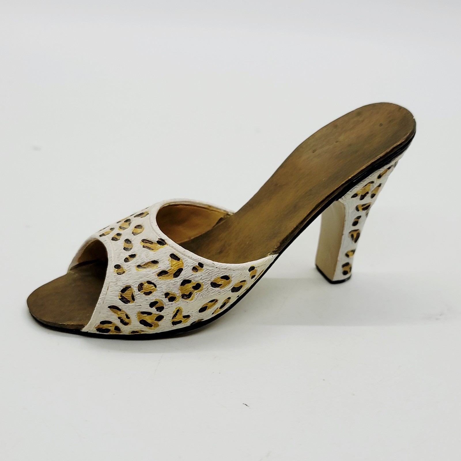 Miniature Resin Animal Print Shoe Figurine – High Heel Slip On