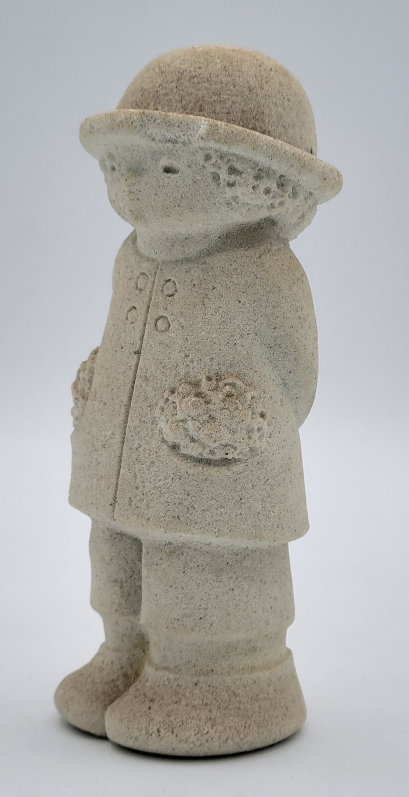 Marbell Stone Art BOY w/ FLOWERS Sculpture Belgium Figure StoneArt Mar Bell
