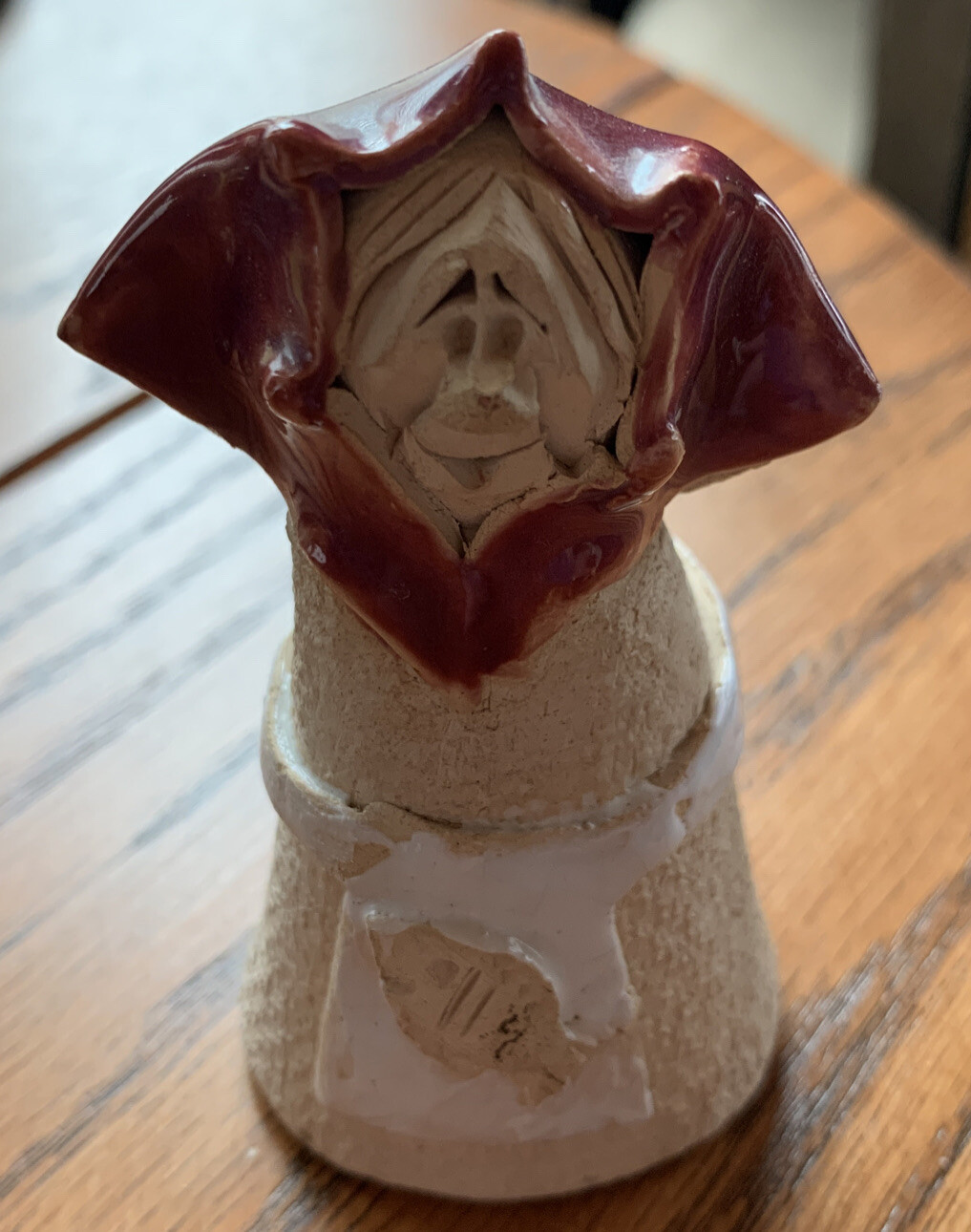 figurine statue women with fish clay Made in Wales 3.5”x1.25″