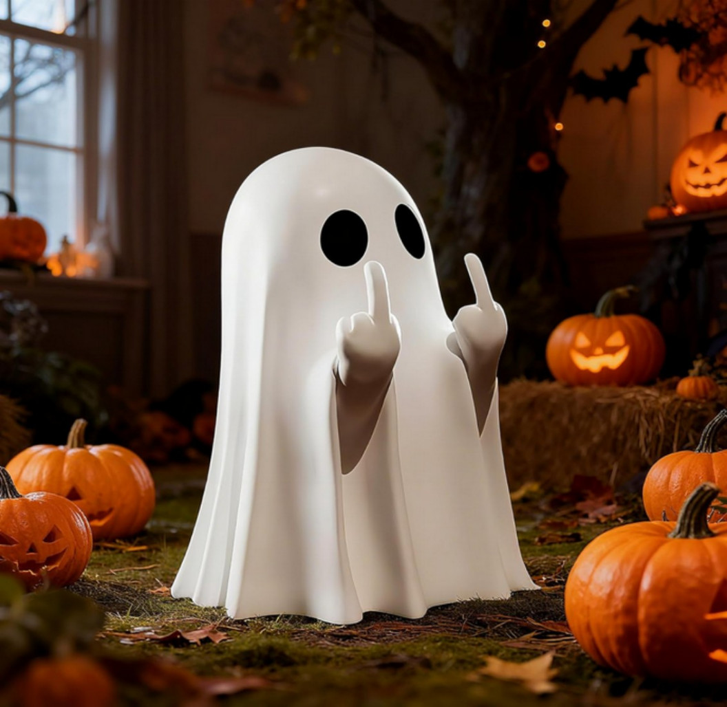 2Pack Halloween Cute Ghost Figurine Spooky Resin Statue Decoration Home Tabletop