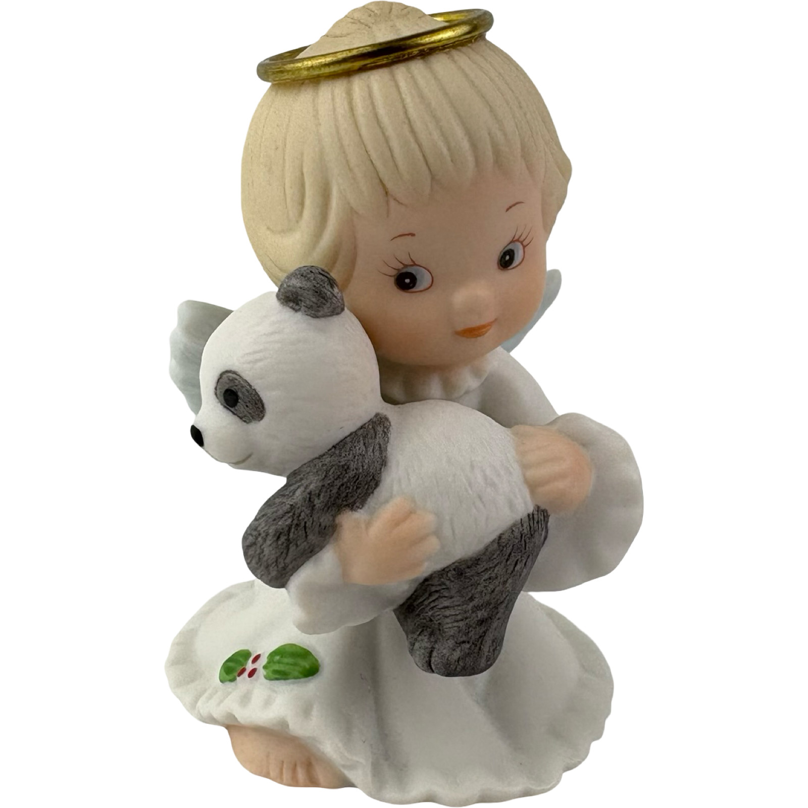 Enesco Holly Babes Figurine Angel Holding a Panda Ruth Moorehead VTG 1997 A