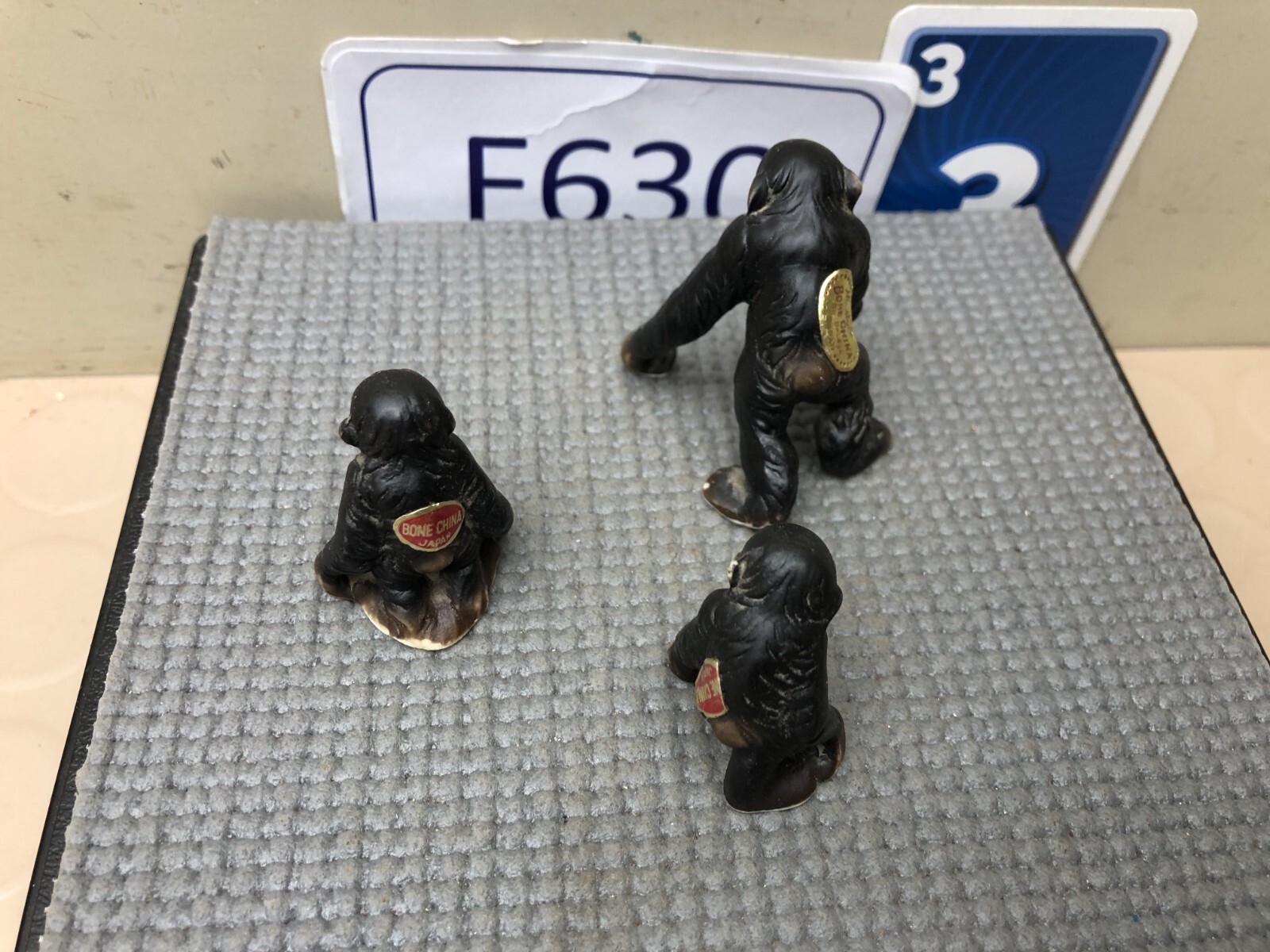 Vintage Bone China Miniature Monkey Ape Figurine Family Lot of 3