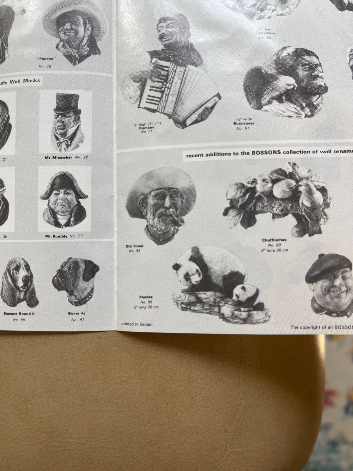 BOSSONS FIGURE HEADS SET character wall mounts c1960s VINTAGE ENGLAND
