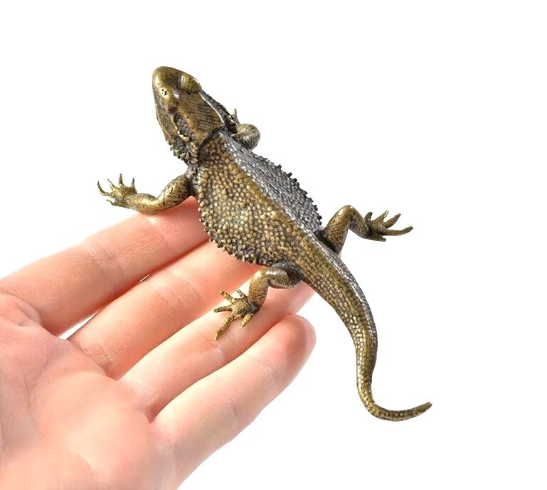 1PC Brass Lizard Animal Statue Small Sculpture Tabletop Figurine Home Decor Gift