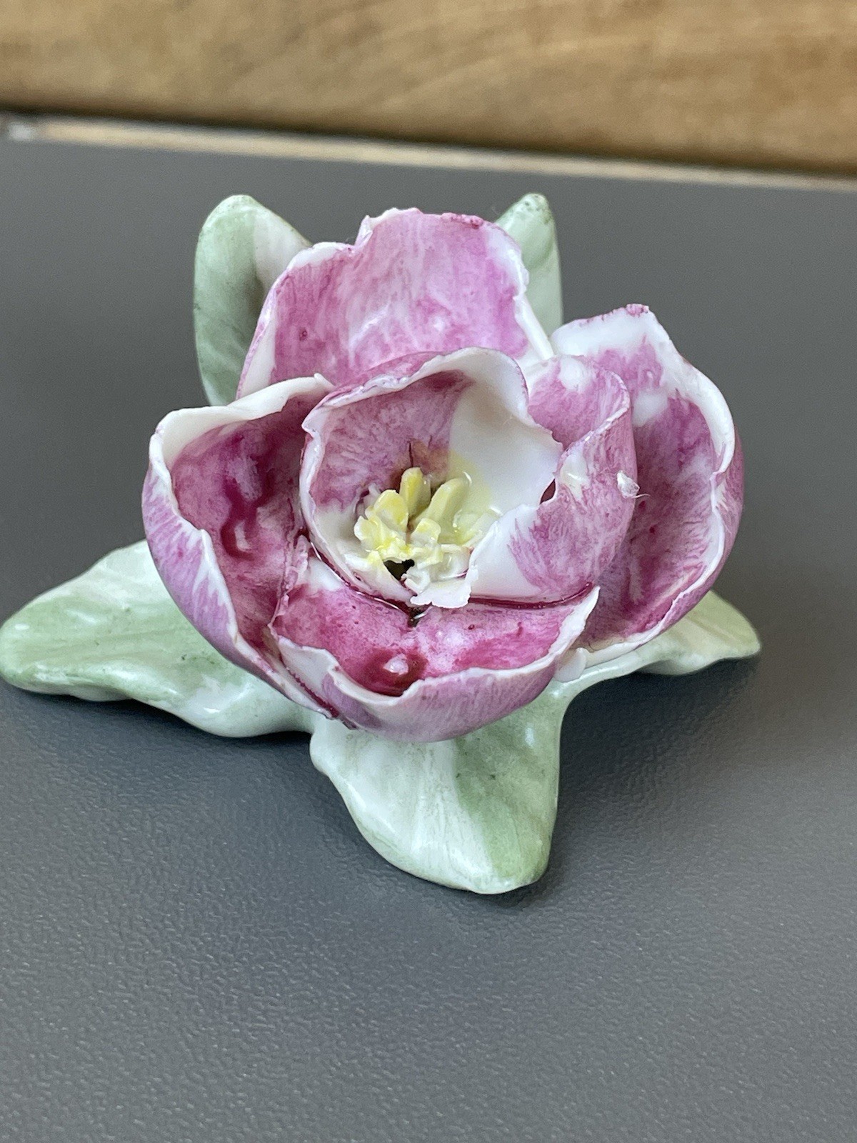 VTG. Bavaria-Germany Porcelain Pink Rose Place Card Holders Set 8 Hand Painted