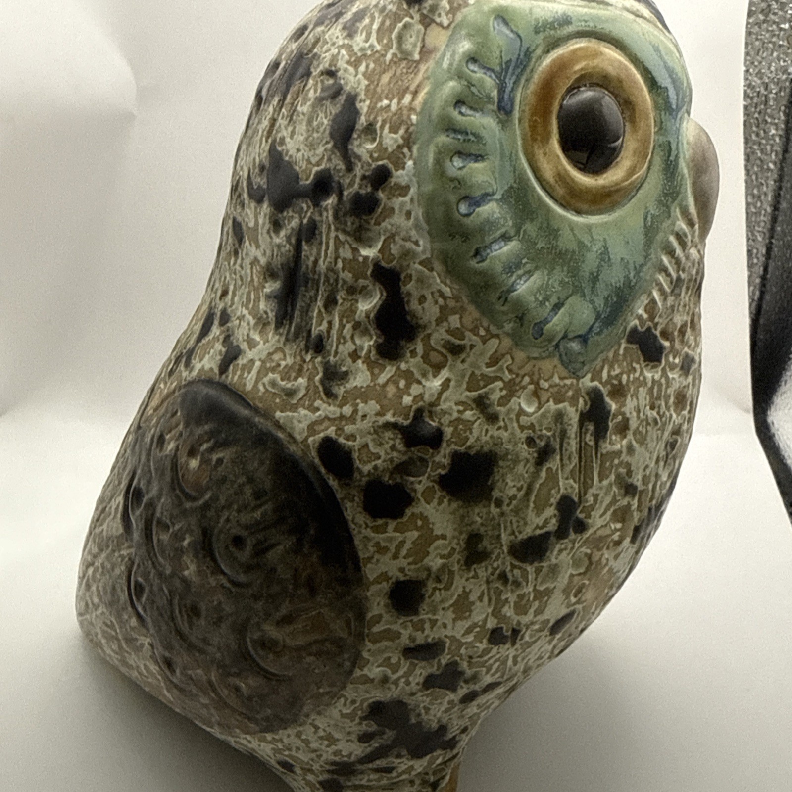 Lladro Owl Figurine 6in Brown Green Glazed Ceramic Hand Made in Spain Vintage