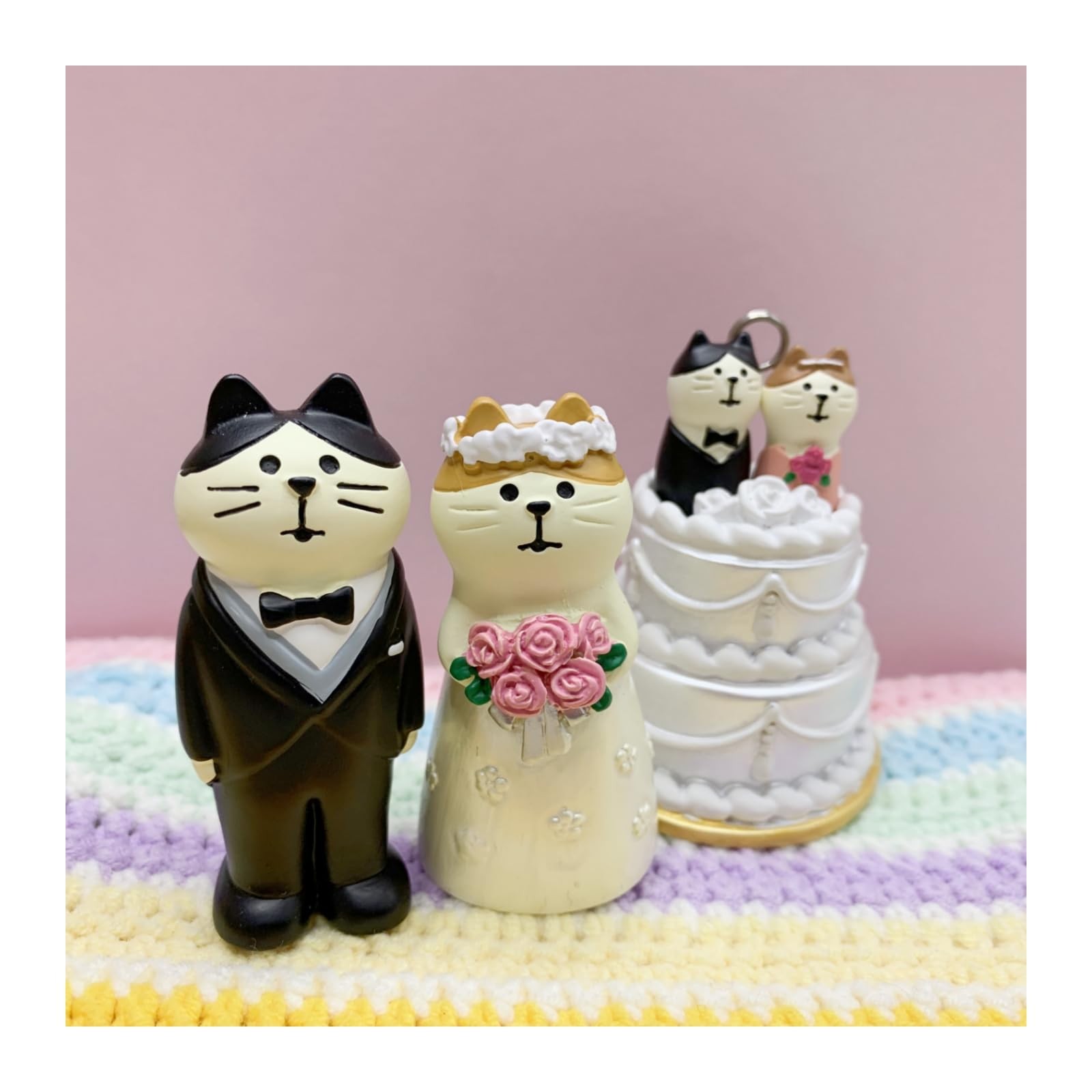 Funny Wedding Cat Figurine Miniature Sculpture Bridal Shower Engagement Decor