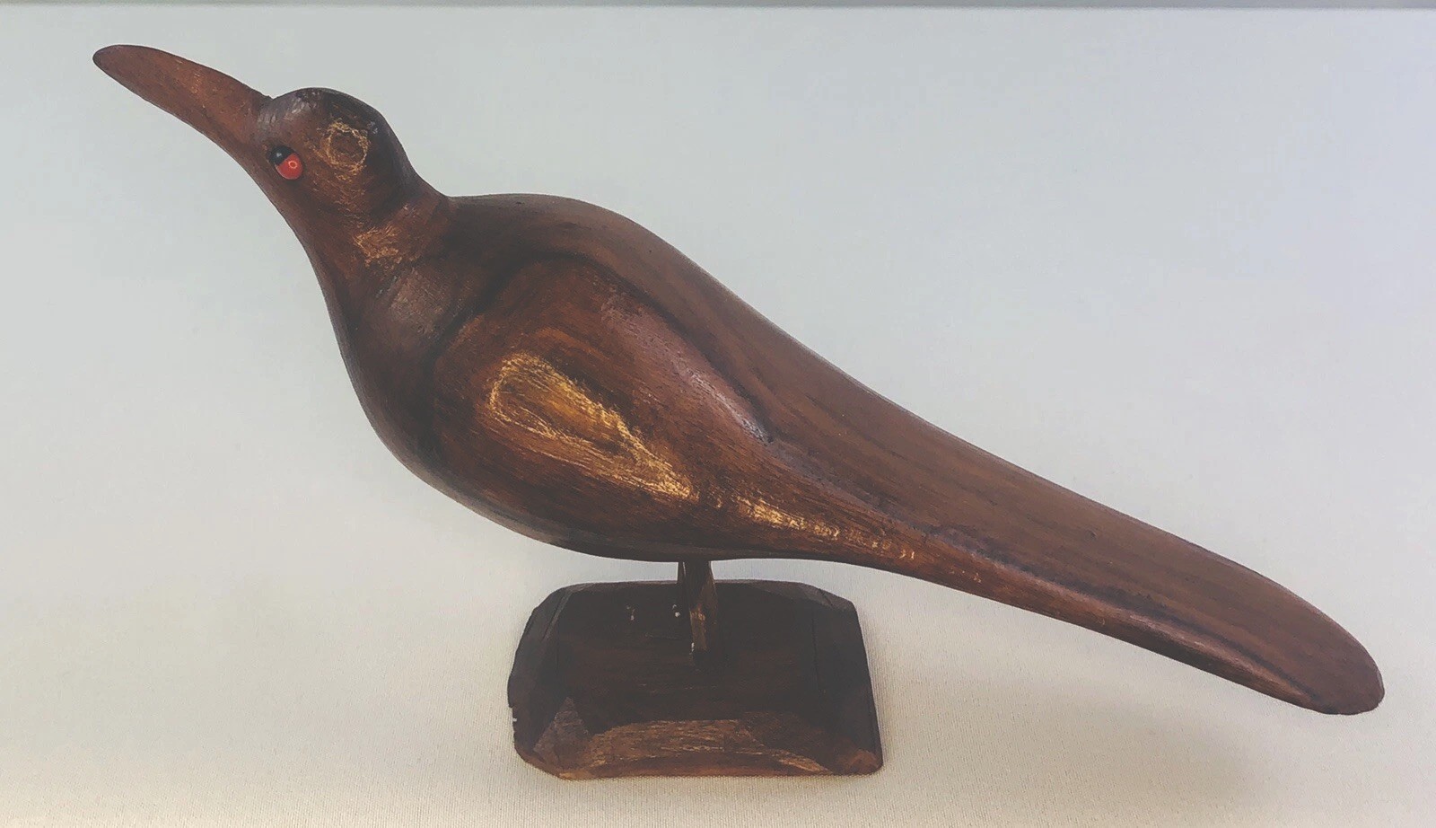 Vintage Carved Bird Wood Shore Beach on Stand Statue Figurine 5 1/2 x 7 1/2 in