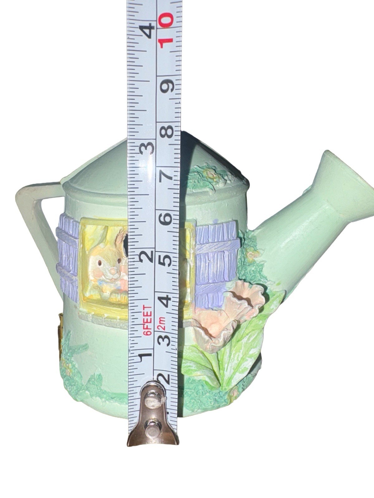 Russ Berrie Li’l Cozy Cottage Sculpstone Watering Can Cottage Bunnies Easter Mom