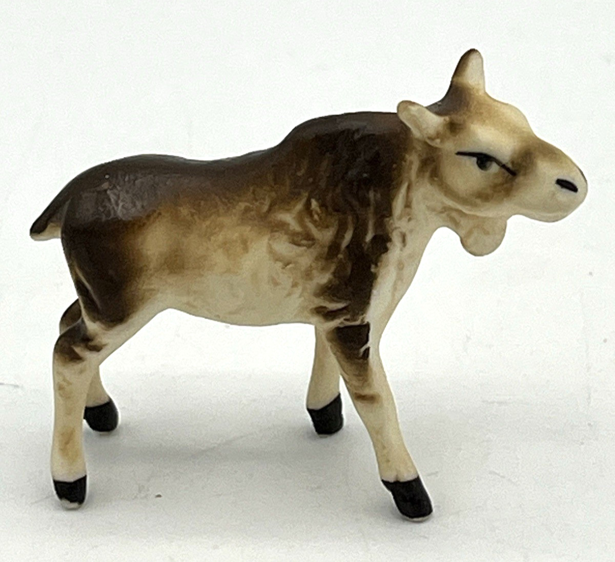 Vtg Miniature Bone China 3pc Moose Family Set Bull Cow Calf Figurine Japan 1960s