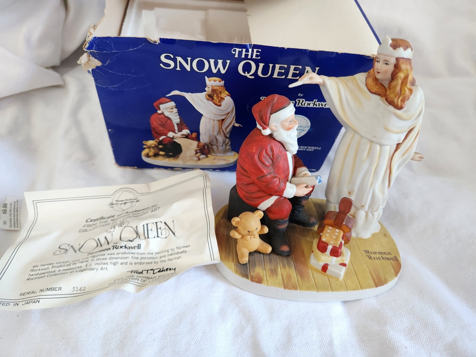 Norman Rockwell’s 1981 The Snow Queen Santa Bear Porcelain Figurine 6.5”