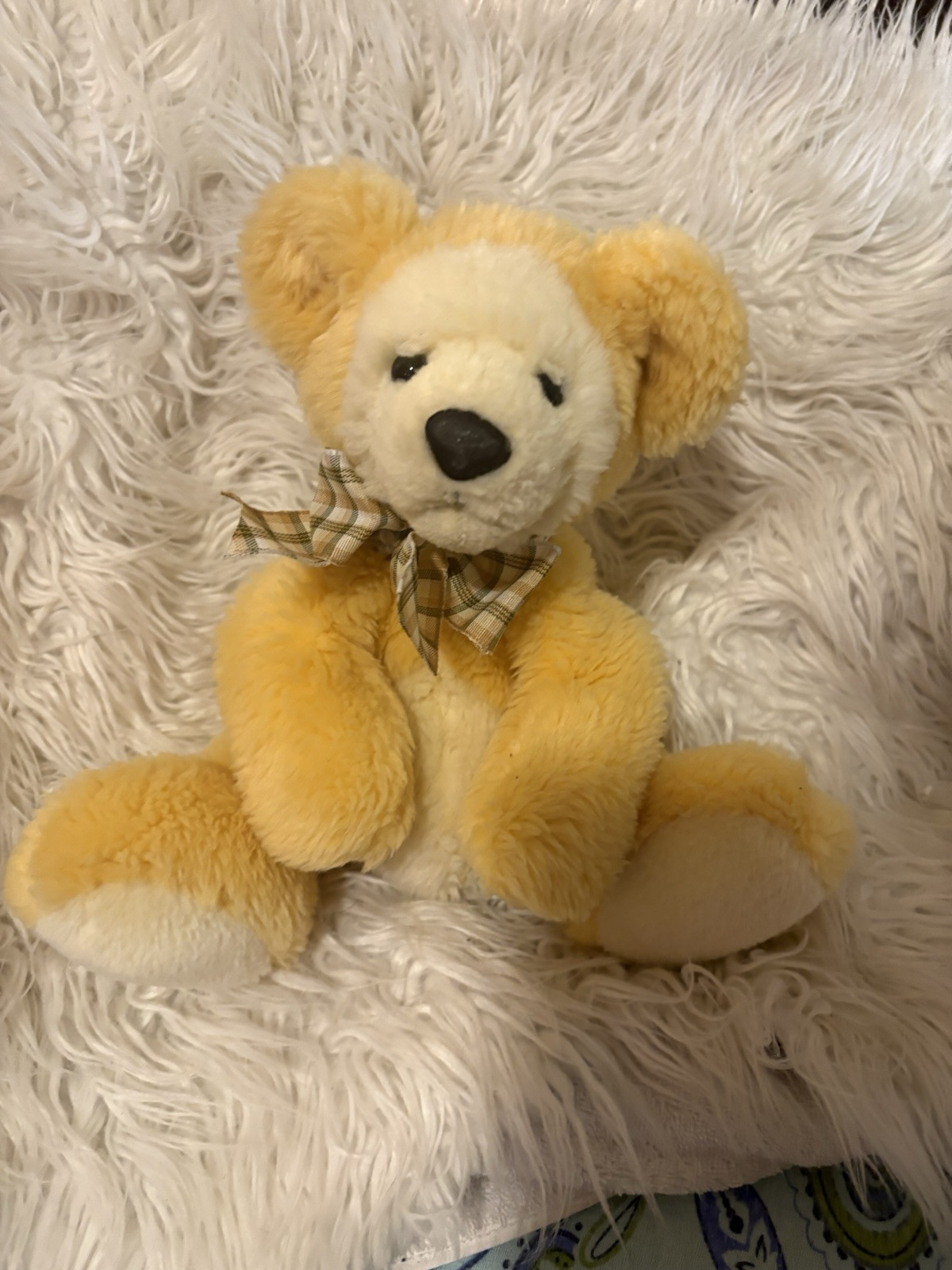 Gund Plush Plumpkin 10″ 06480 Stuffed Animal Bear Plaid Bow Tie Yellow Beans