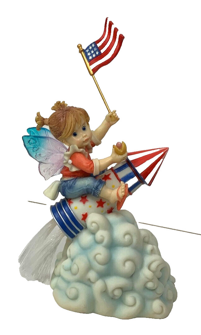 Enesco 2010 My Little Kitchen Faires Patriotic Rocket Fairie Musical Figurine
