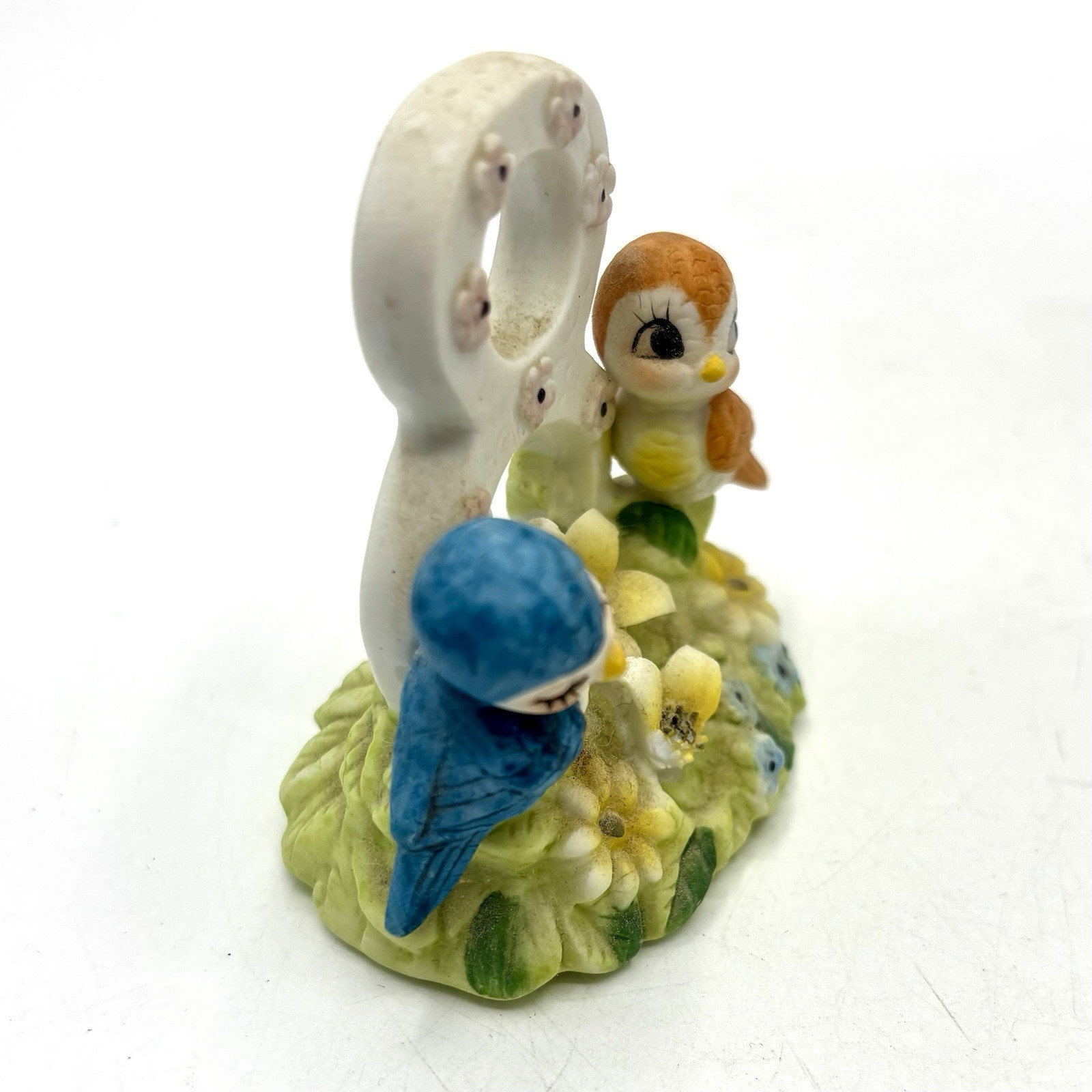 George Good 8th Birthday Bisque Figurine With Birds and Flowers Cake Topper