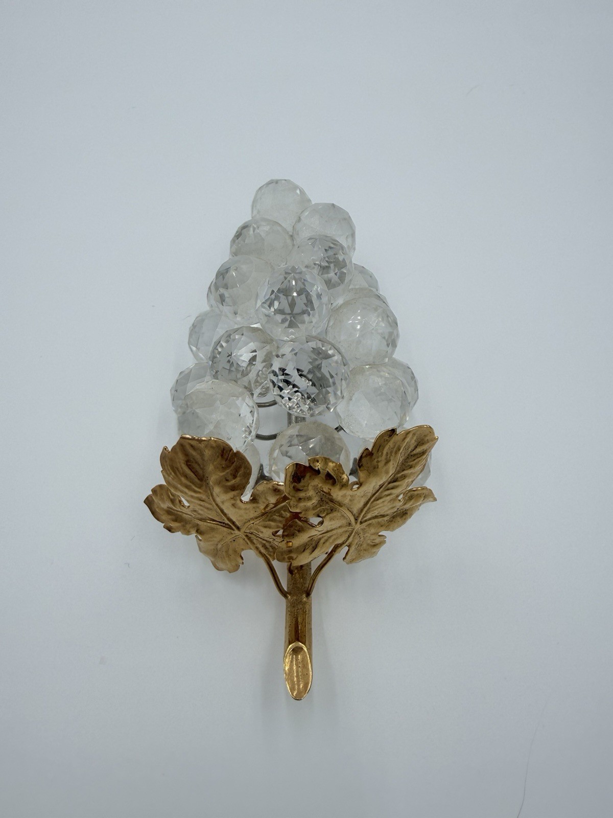 Vintage Swarovski Crystal 23 Grape Cluster Bunch Gold Leaf Sparkling Fruit