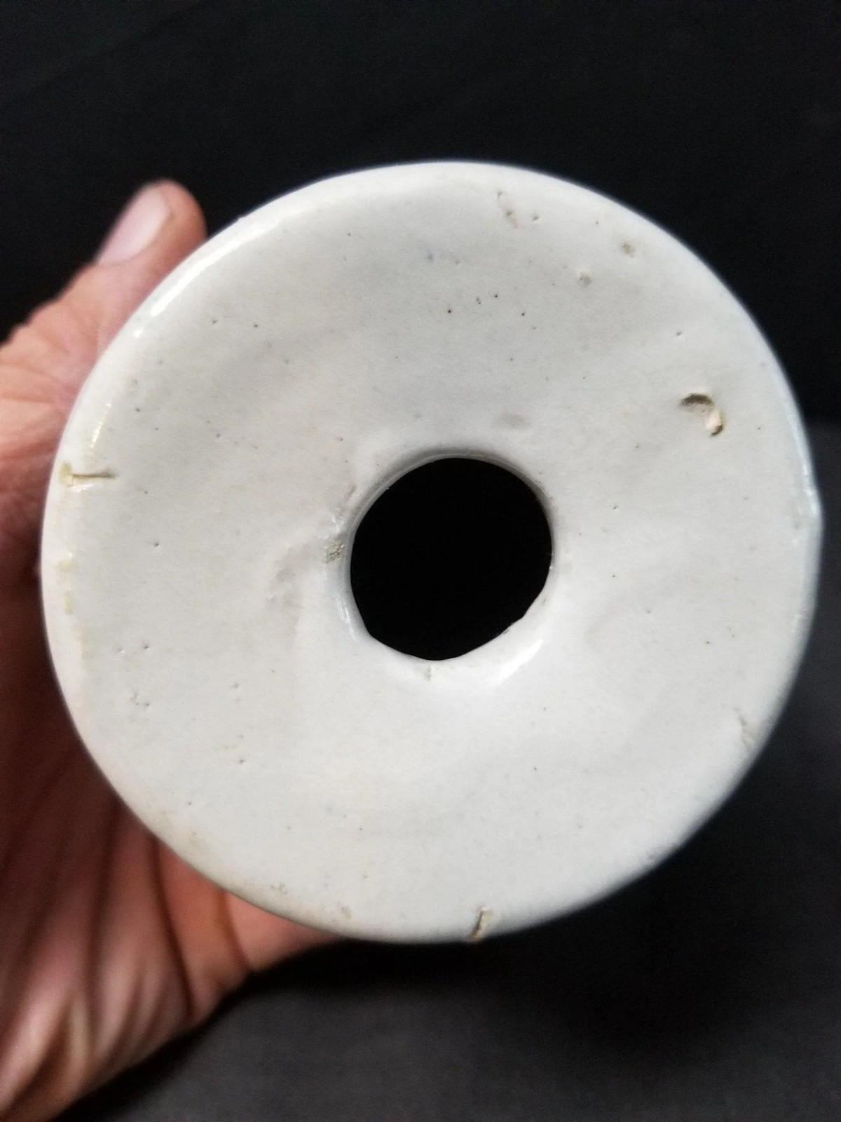 Blue and White Stoneware Cameron, Texas Advertising Rolling Pin c.1905 j.d. Robb