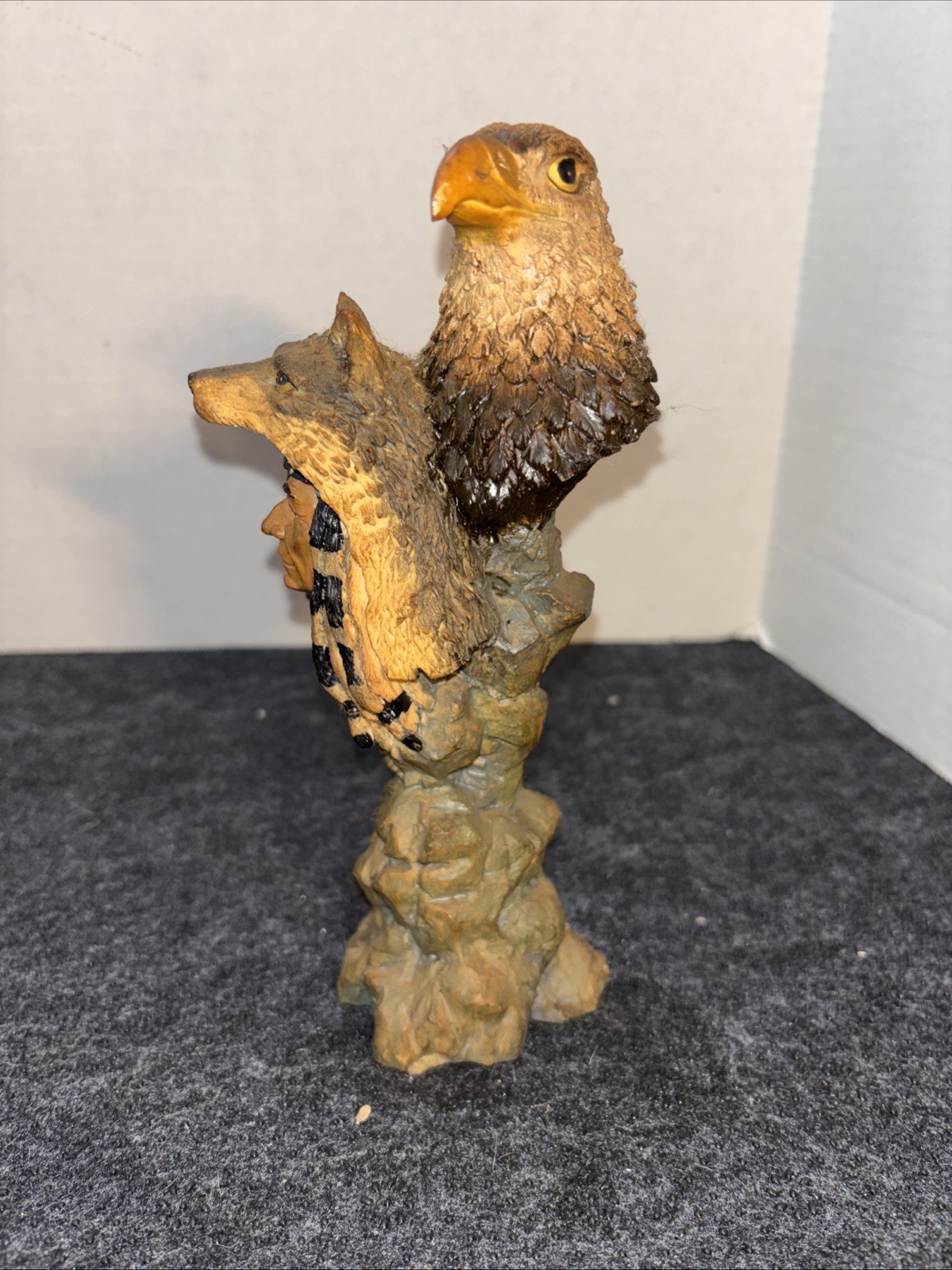 Mount The First Americans “Vision Quest” Figurine Russ Berrie Wolf Eagle Indian