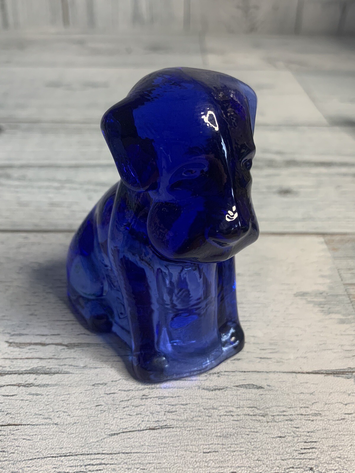 Vtg Pooch The Dog Degenhart Blue Glass UV Glow Marked D