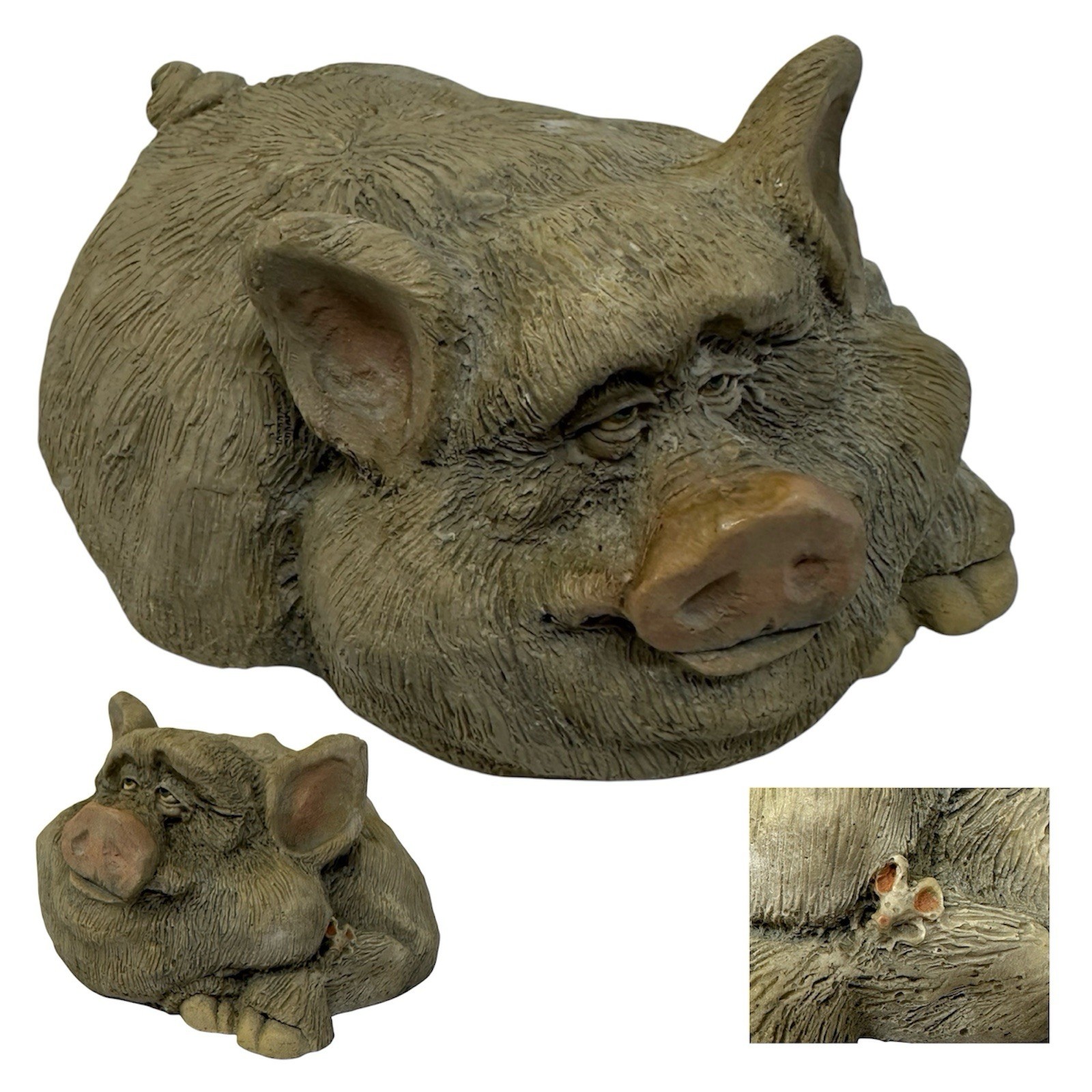 Vintage 1990 Frumps Arnold Pig Hog Swine Mouse Figurine D & D Studios USA Signed