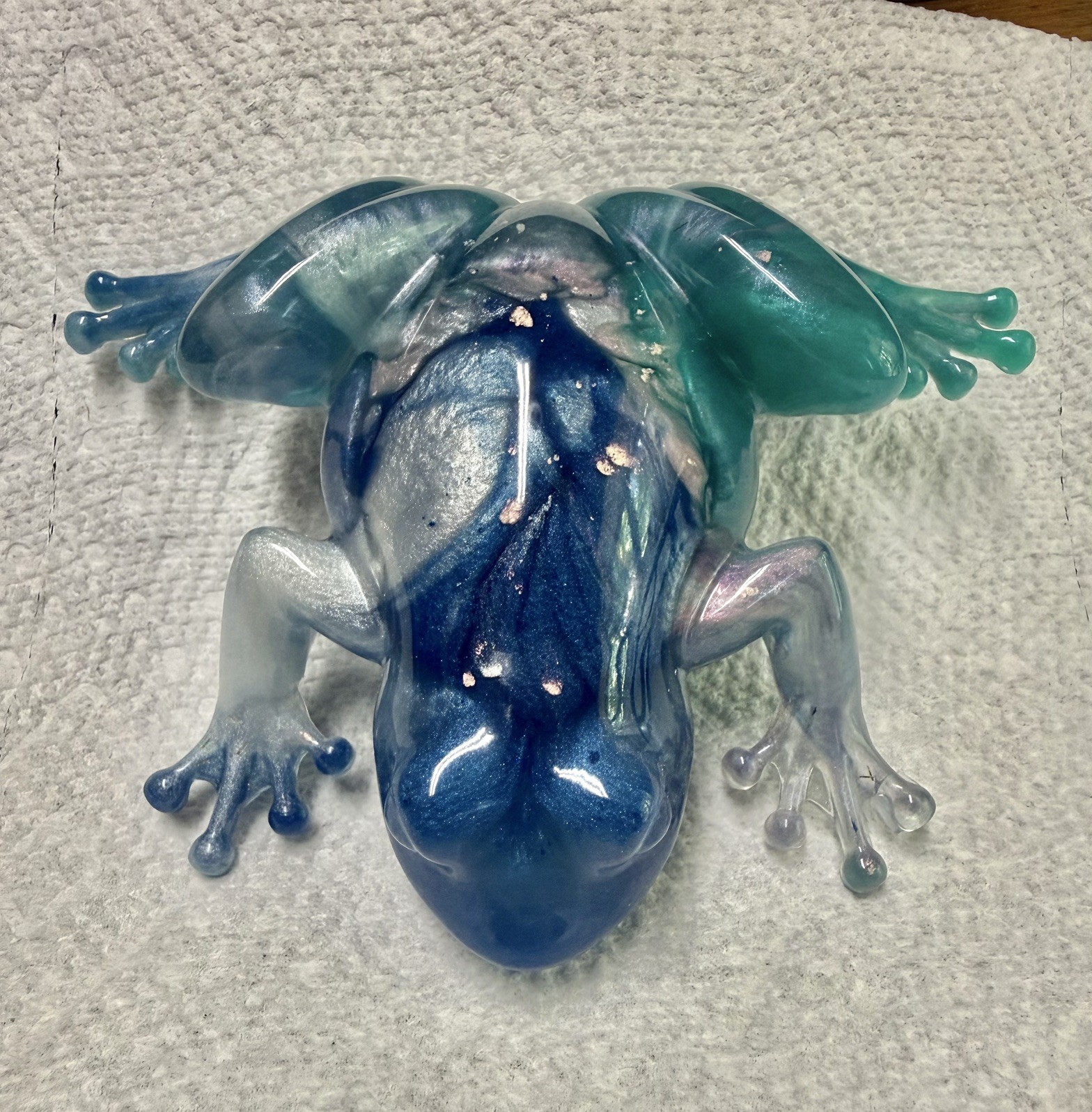 FROG Home Decor Handcrafted Ocean Tye-Dye Effect Epoxy One of Kind Figure
